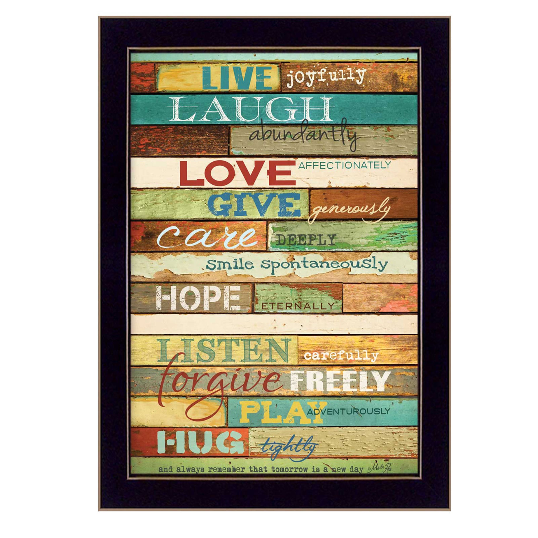 "Live Joyfully" By Marla Rae, Printed Wall Art, Ready To Hang Framed Poster, Black Frame--1