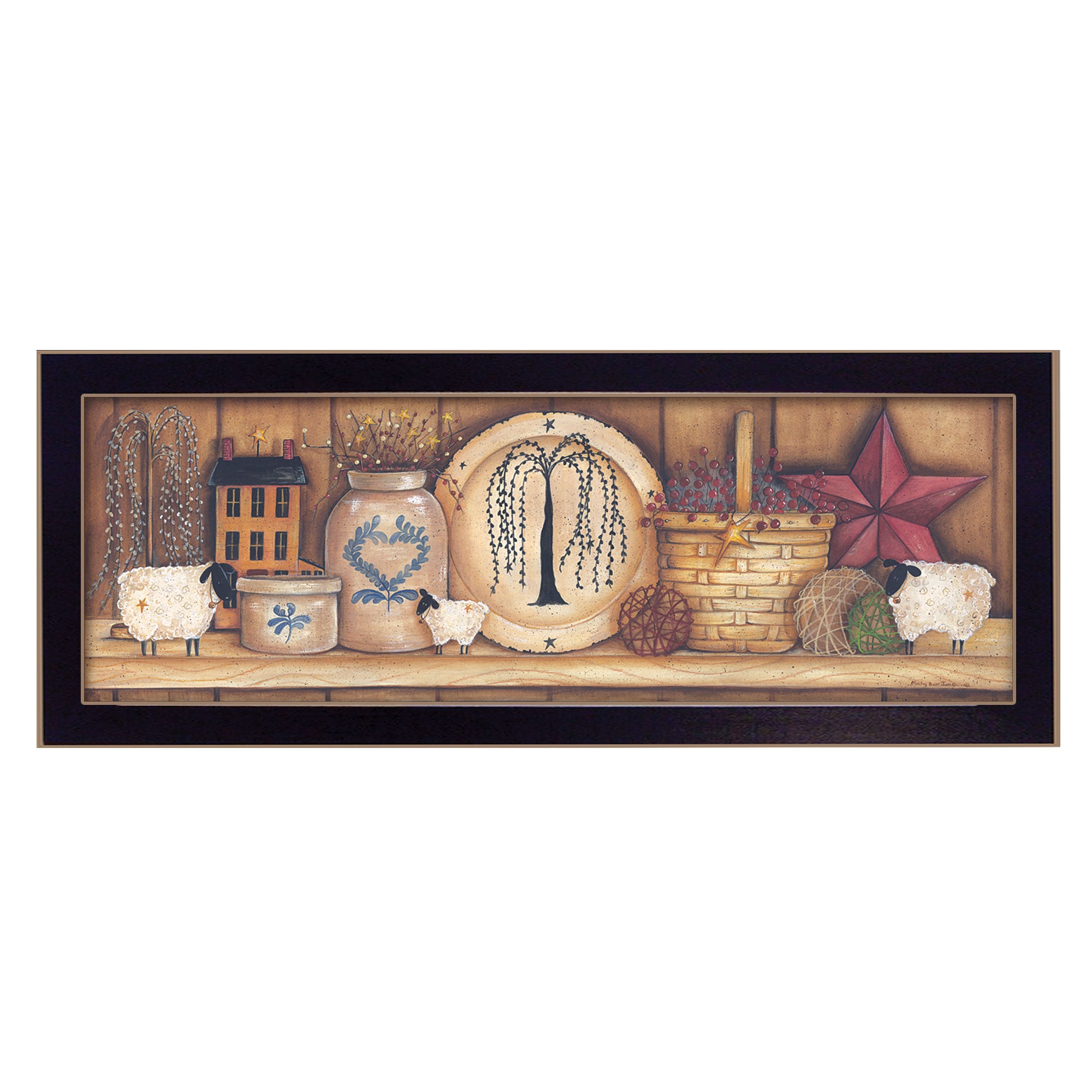 "Shelf Gathering" By Mary June, Printed Wall Art, Ready To Hang Framed Poster, Black Frame--1