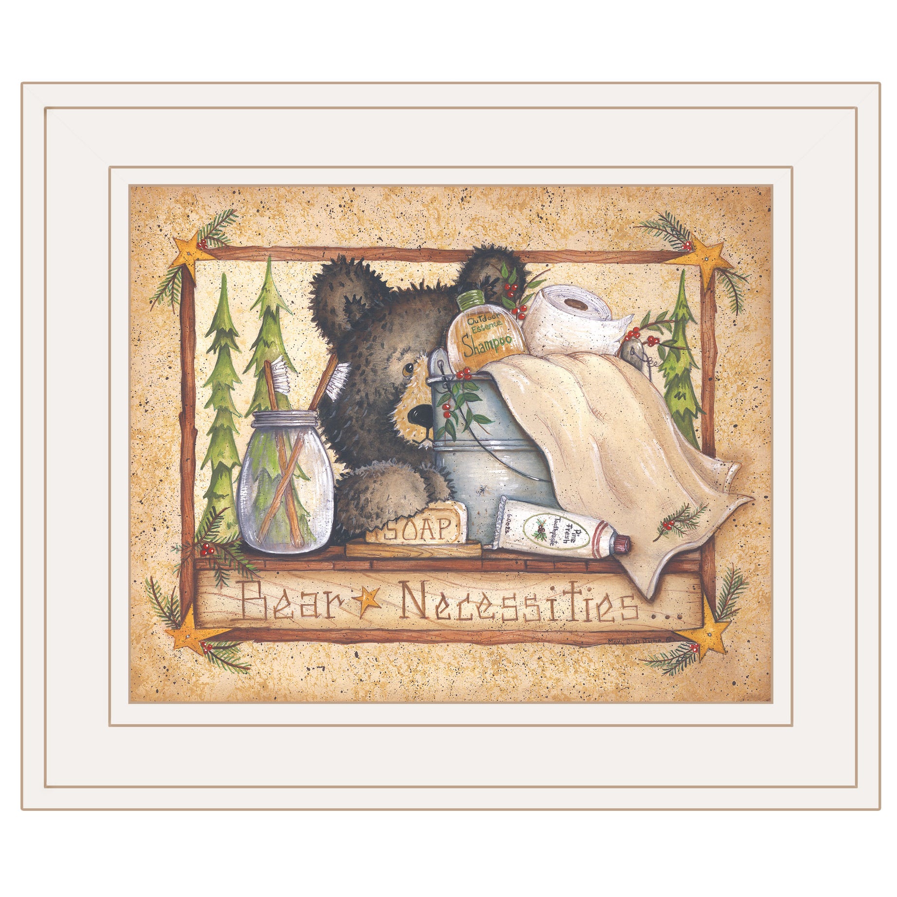 "Bear Necessities" by Mary Ann June, Ready to Hang Framed Print, White Frame--1