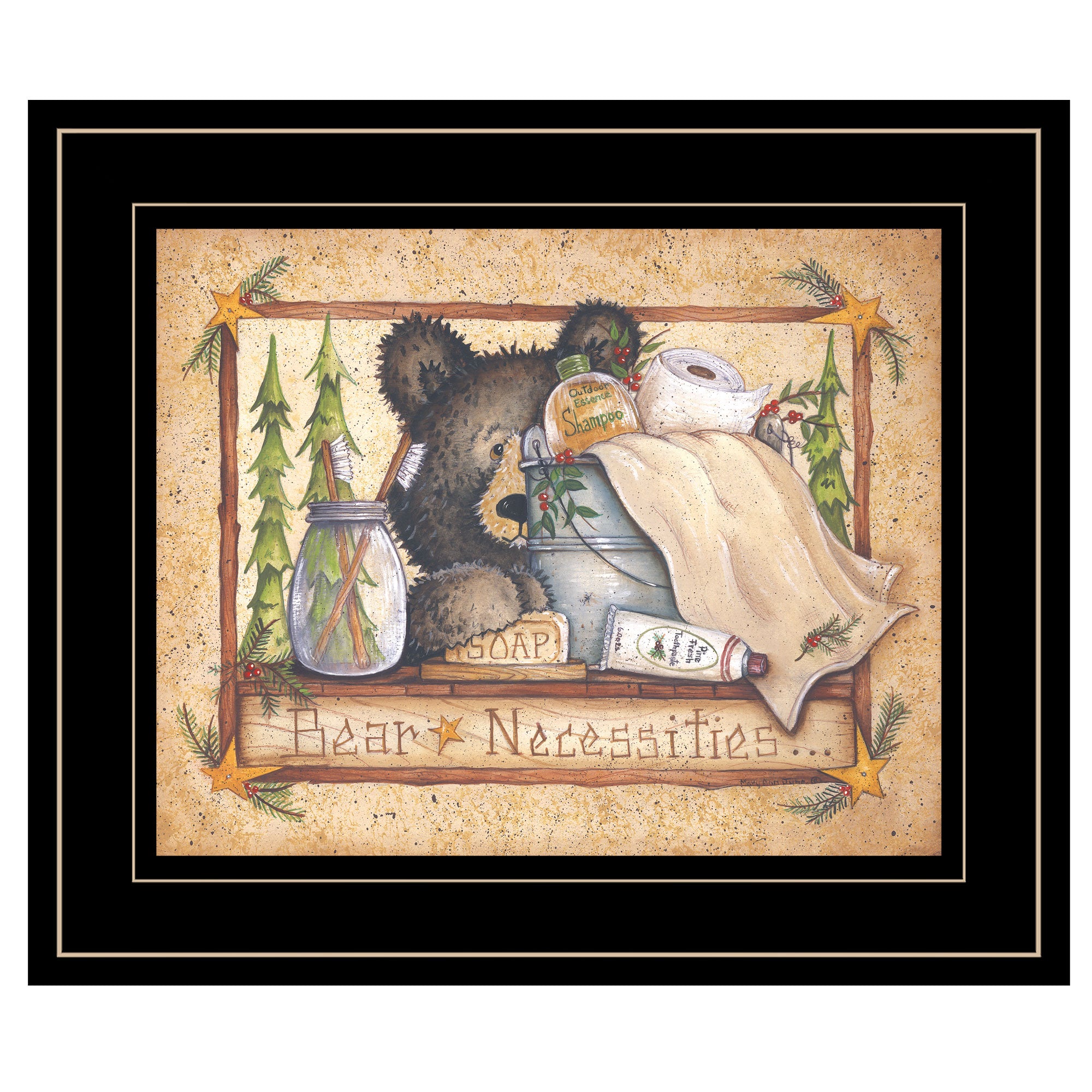 "Bear Necessities" by Mary Ann June, Ready to Hang Framed Print, Black Frame--1