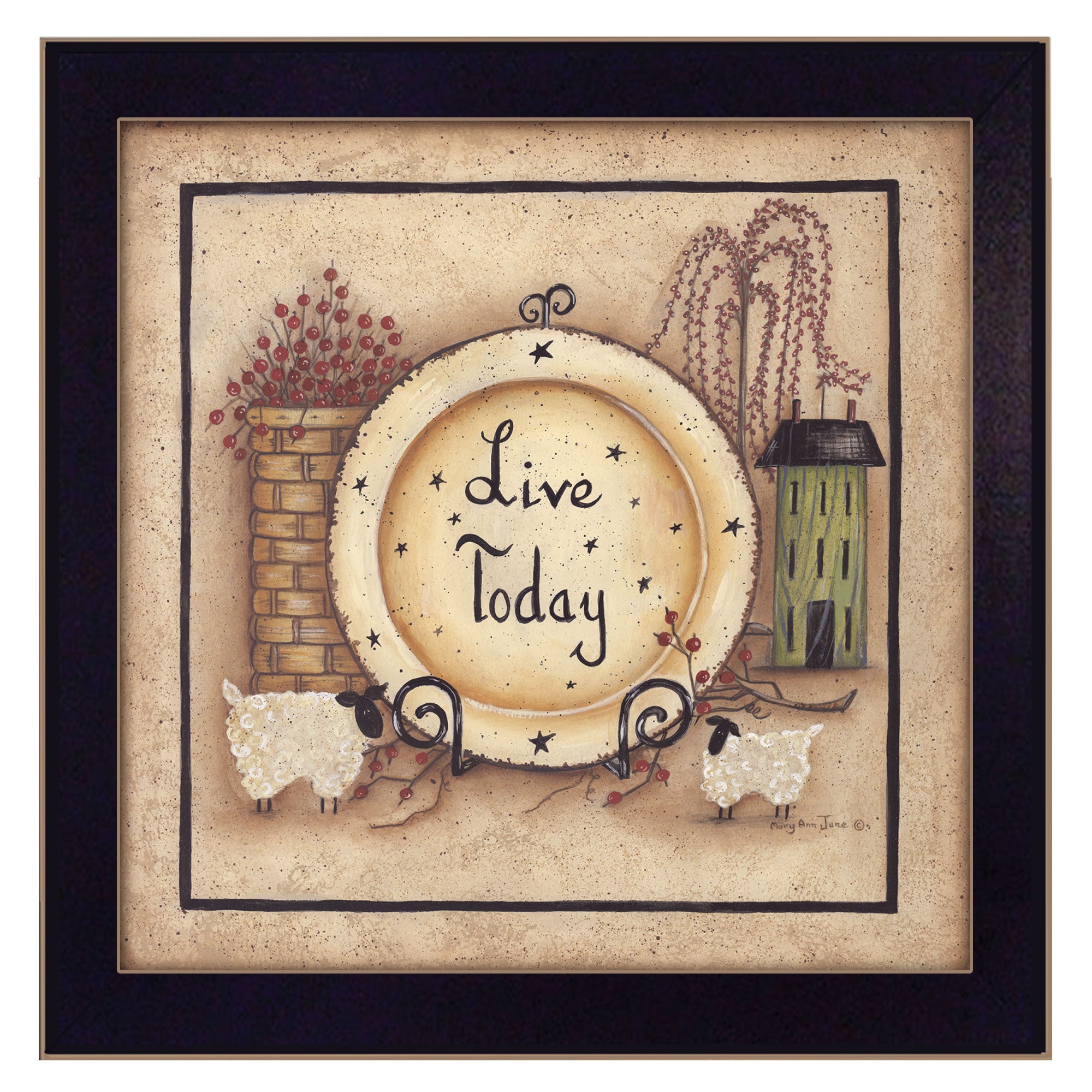 "Live Today" By Mary June, Printed Wall Art, Ready To Hang Framed Poster, Black Frame--1