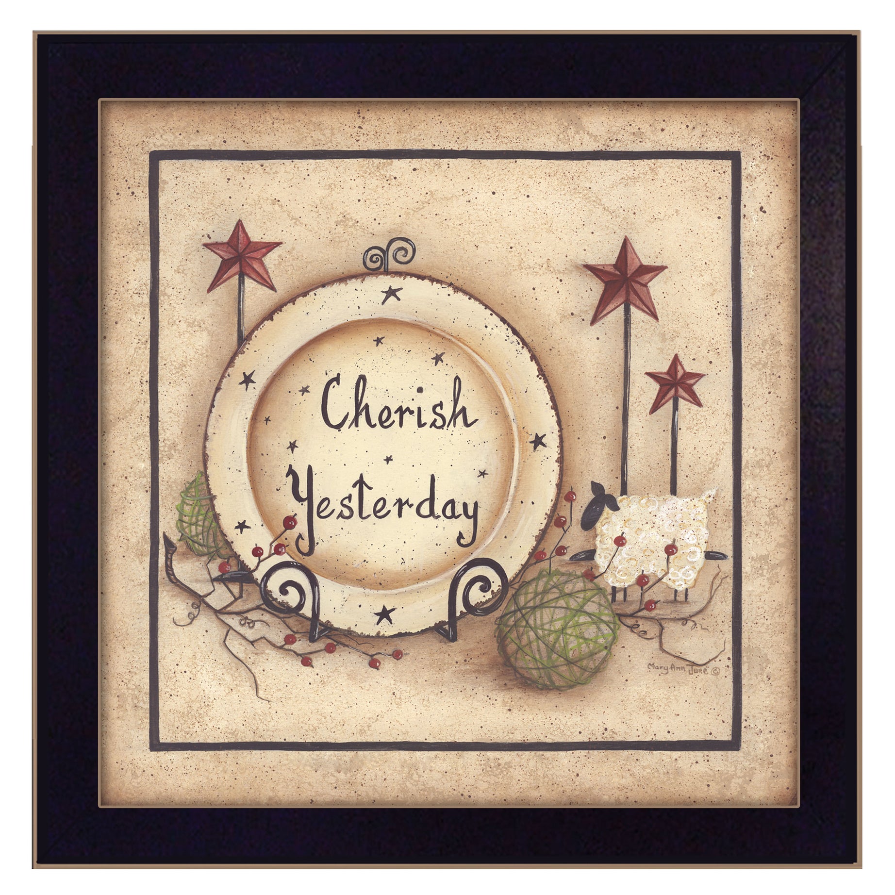 "Cherish Yesterday" By Mary June, Printed Wall Art, Ready To Hang Framed Poster, Black Frame--1