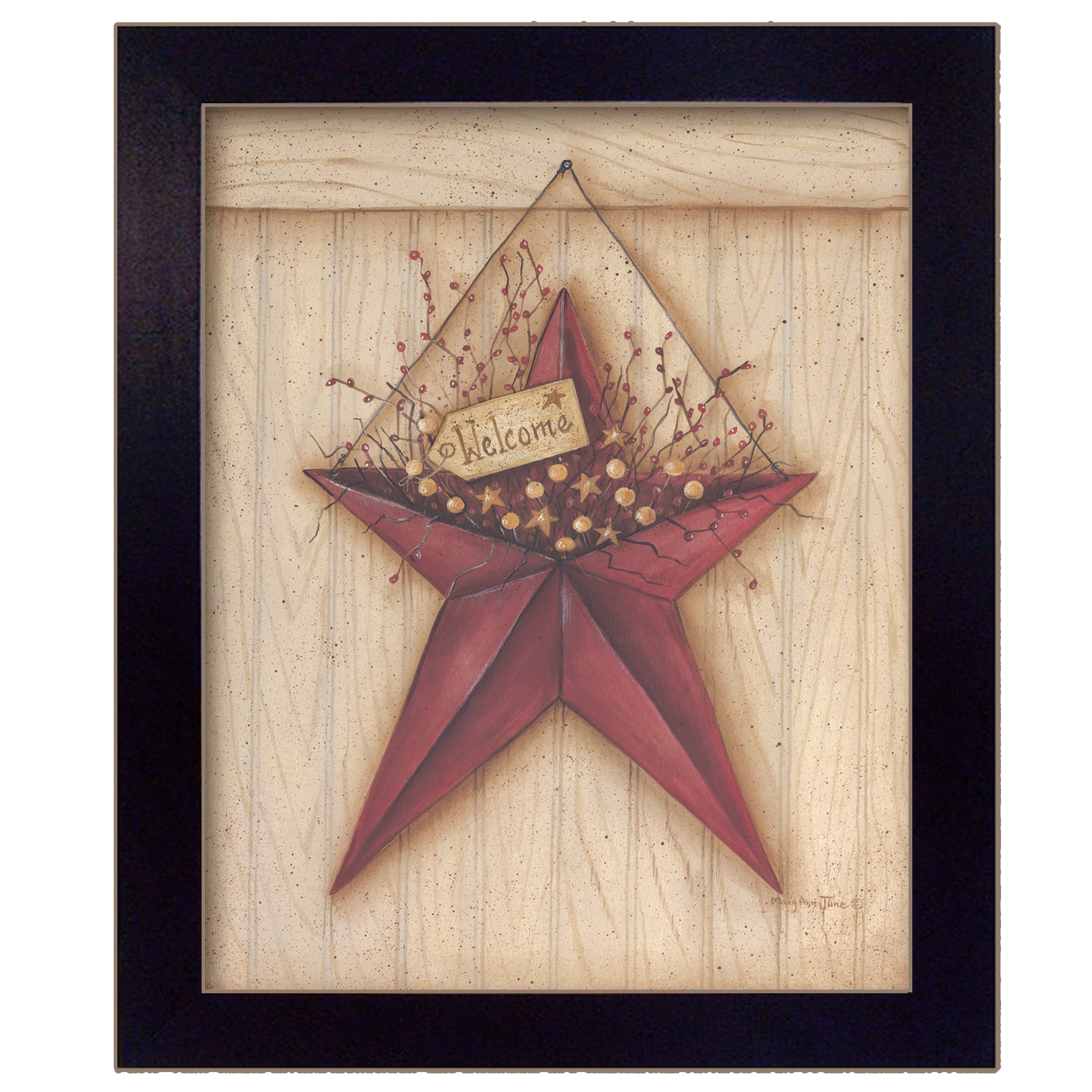 "Welcome Barn Star" By Mary June, Printed Wall Art, Ready To Hang Framed Poster, Black Frame--1