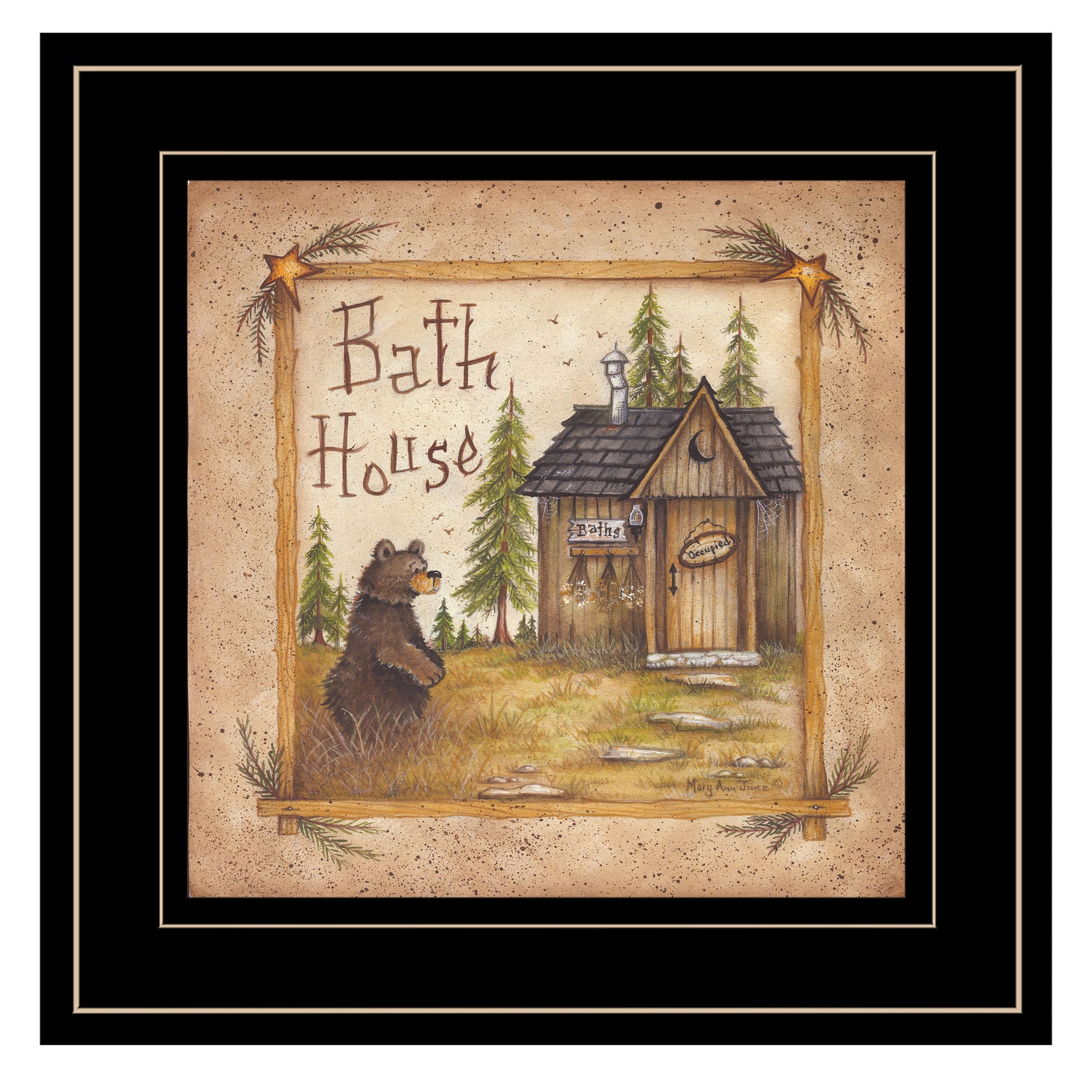 "Bath House" by Mary Ann June, Ready to Hang Framed Print, Black Frame--1