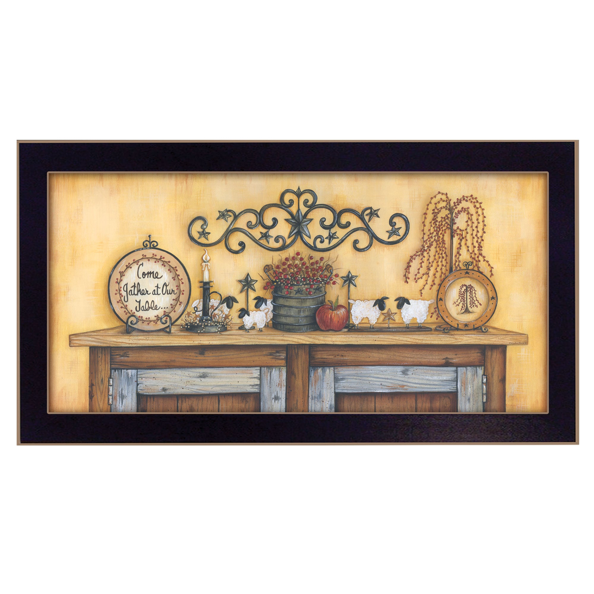 "Come Gather at Our Table" By Mary June, Printed Wall Art, Ready To Hang Framed Poster, Black Frame--1