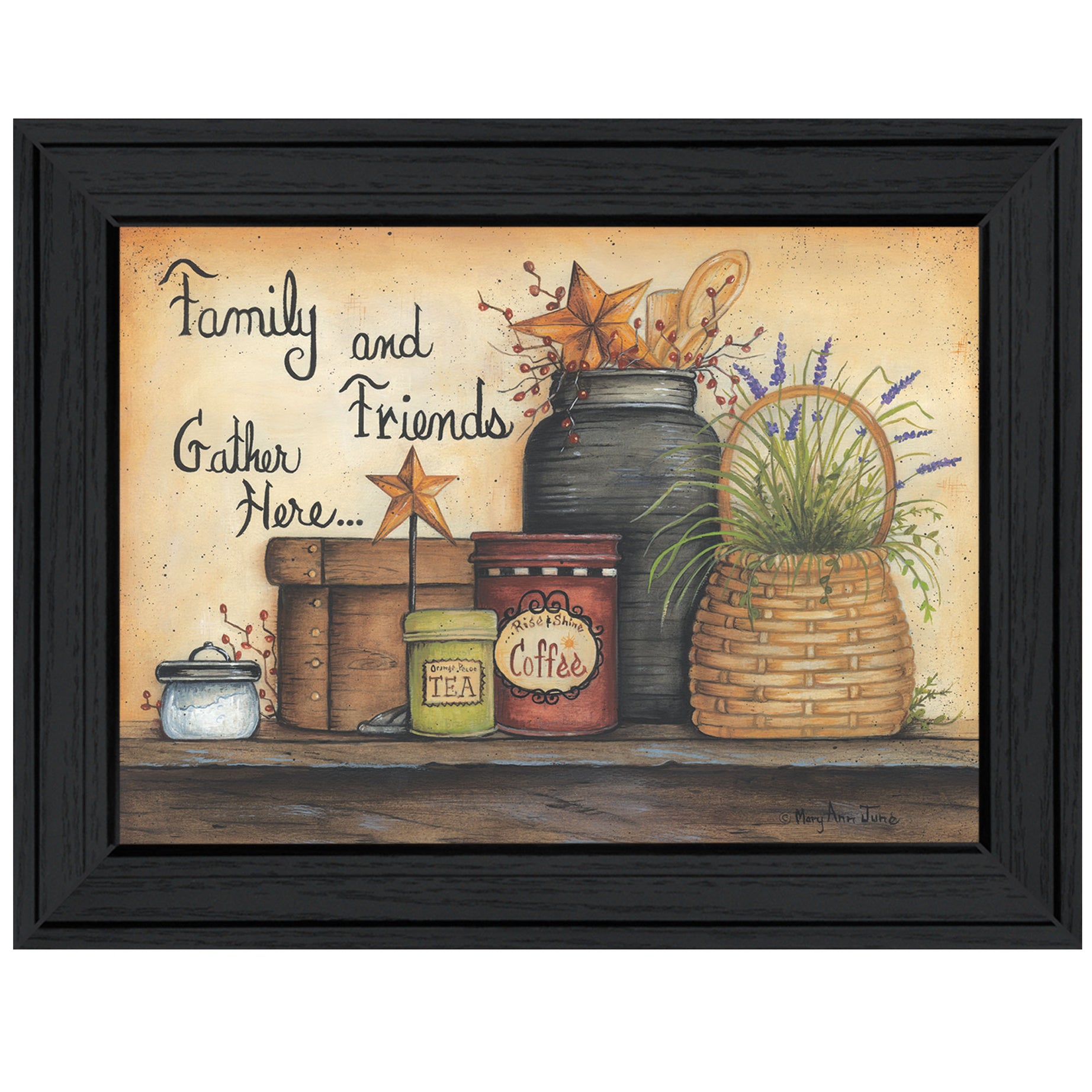 "Family and Friends" By Mary June, Ready to Hang Framed Print, Black Frame--1