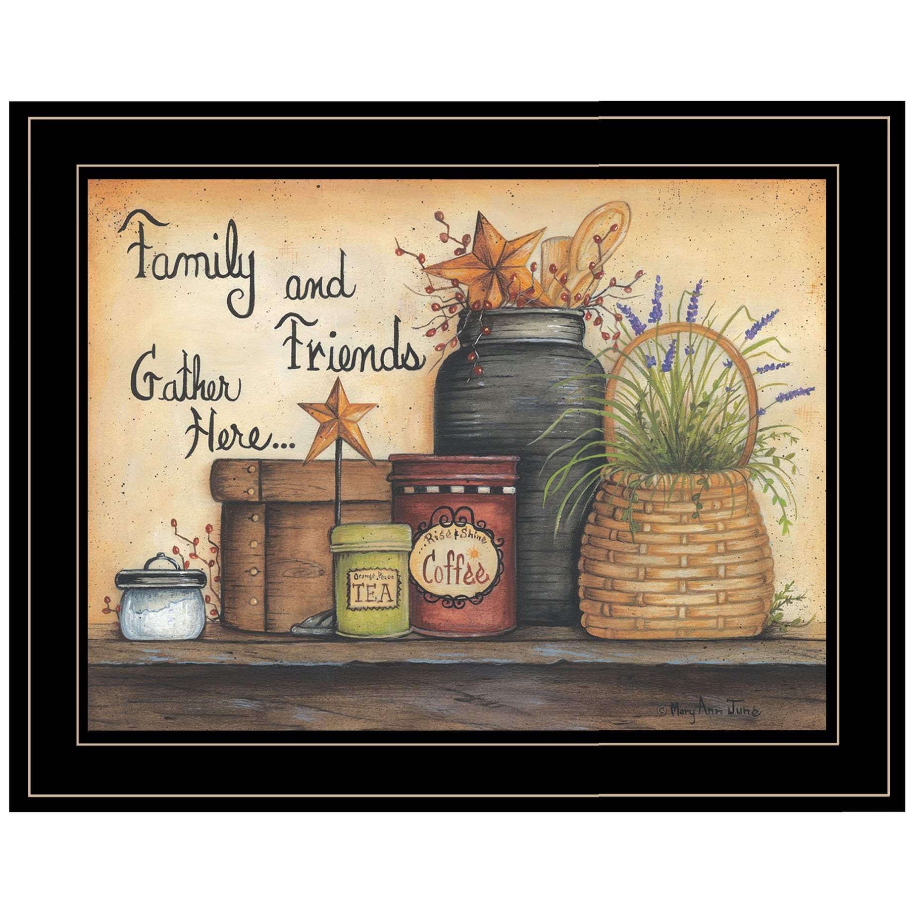 "Family and Friends" By Mary June, Ready to Hang Framed Print, Black Frame--1