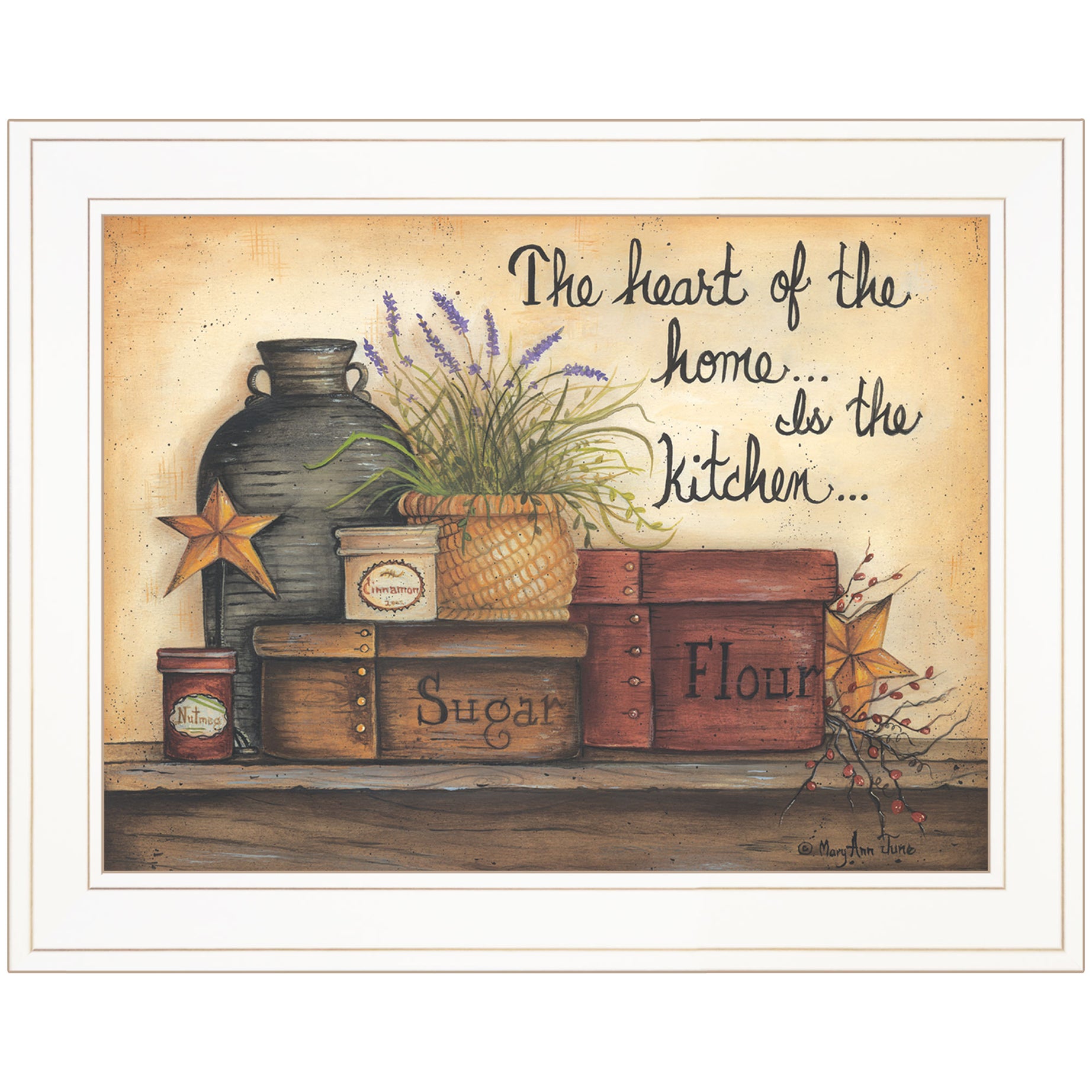 "Heart of the Home" By Mary June, Ready to Hang Framed Print, White Frame--1