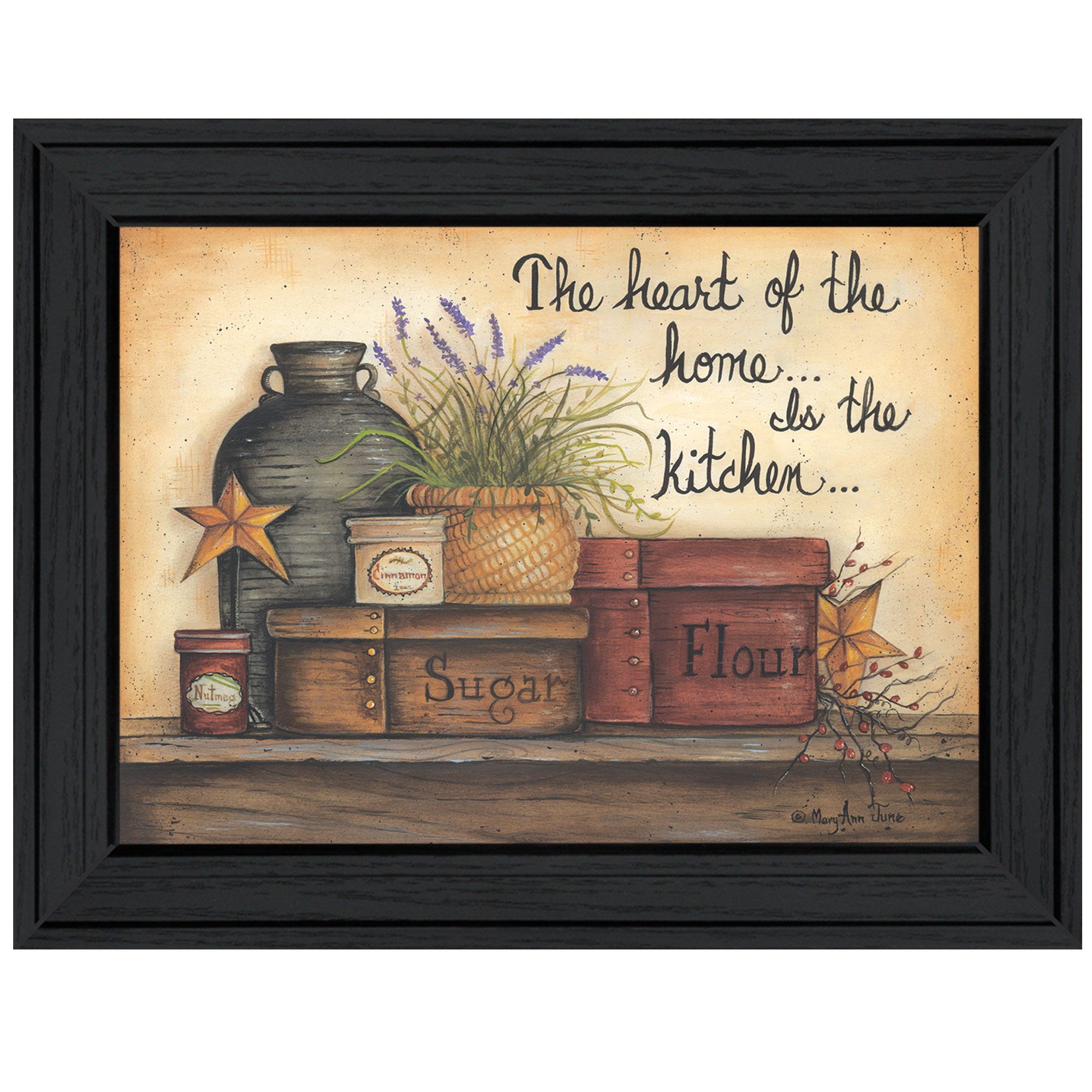 "Heart of the Home" By Mary June, Ready to Hang Framed Print, Black Frame--1