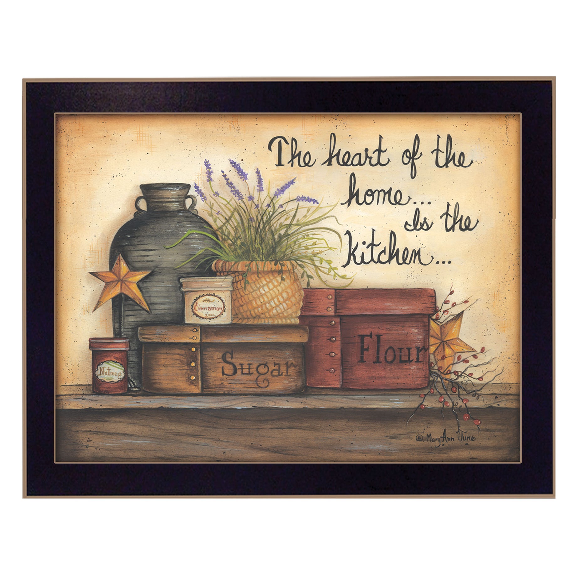 "Heart of the Home" By Mary June, Printed Wall Art, Ready To Hang Framed Poster, Black Frame--1