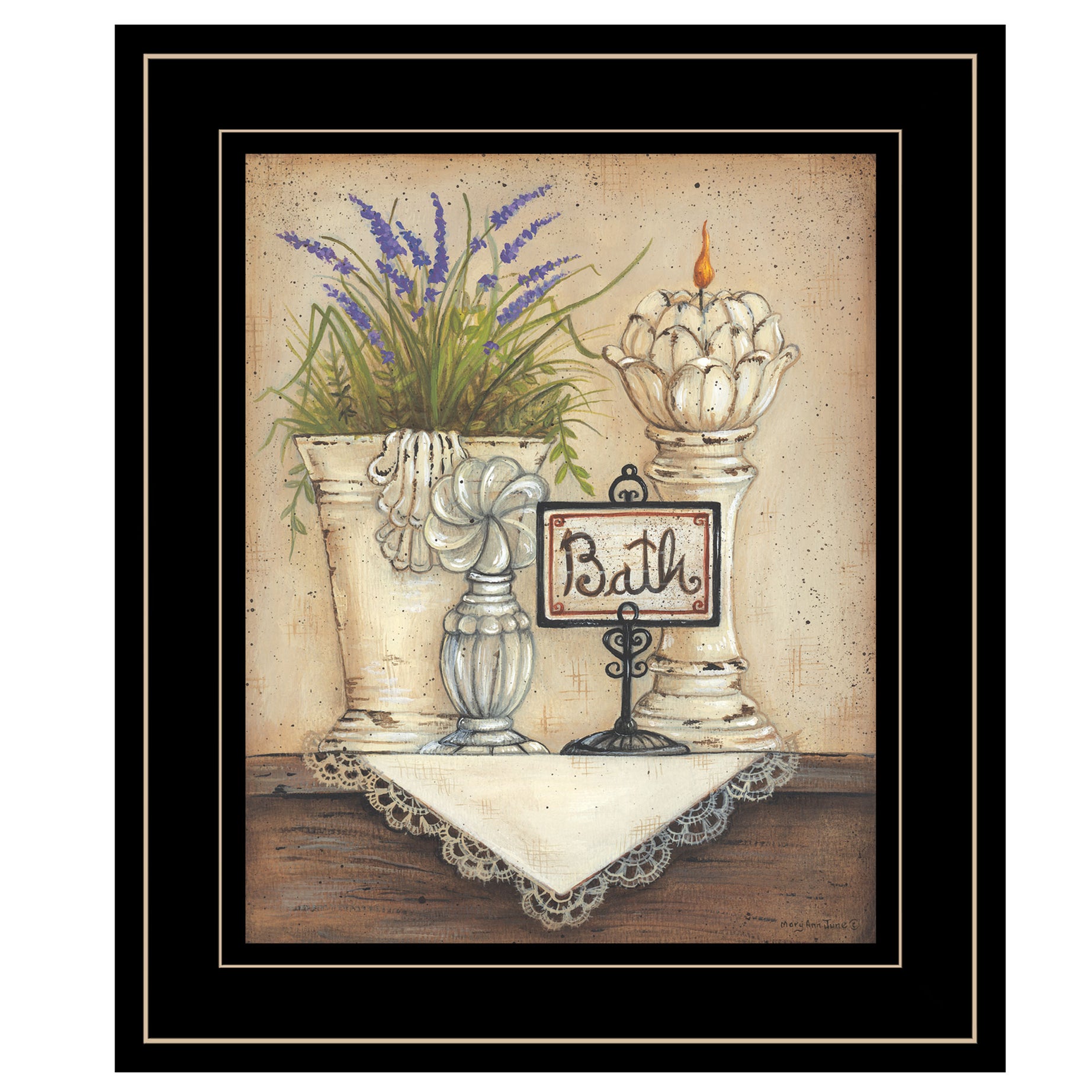 "Bath" Print By Mary Ann June , Ready to Hang Framed Print, Black Frame--1