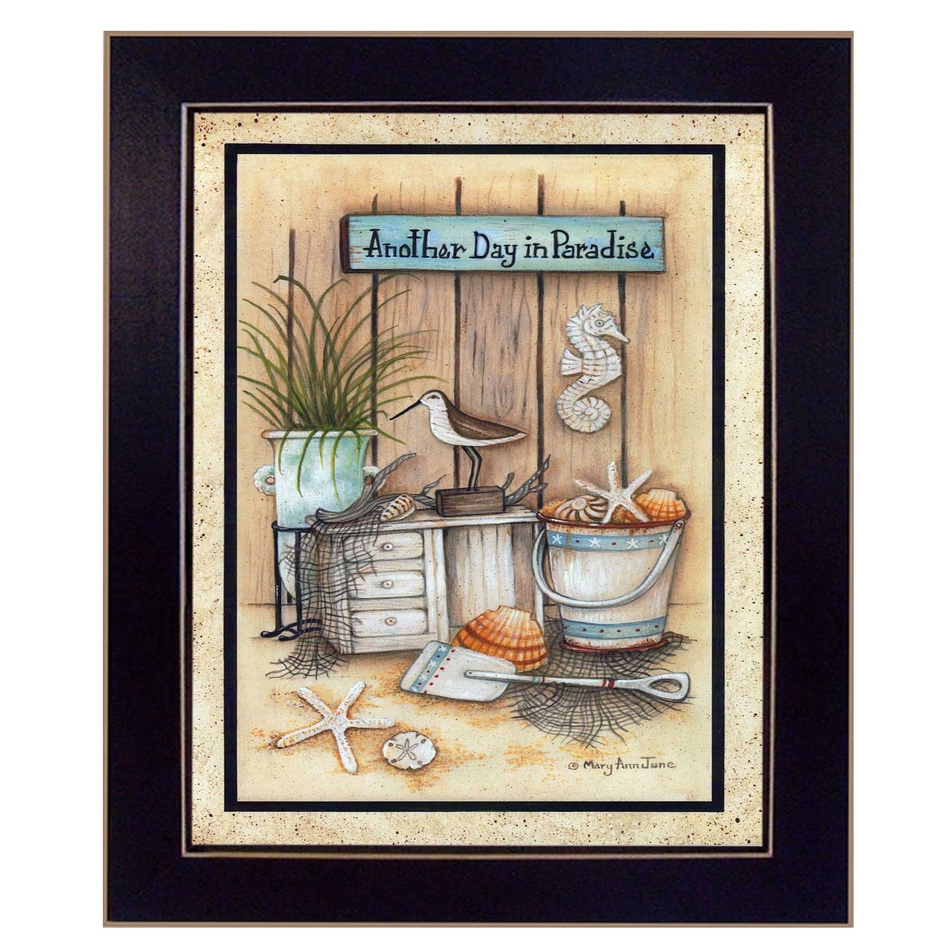 "Another Day in Paradise" By Mary June, Printed Wall Art, Ready To Hang Framed Poster, Black Frame--1