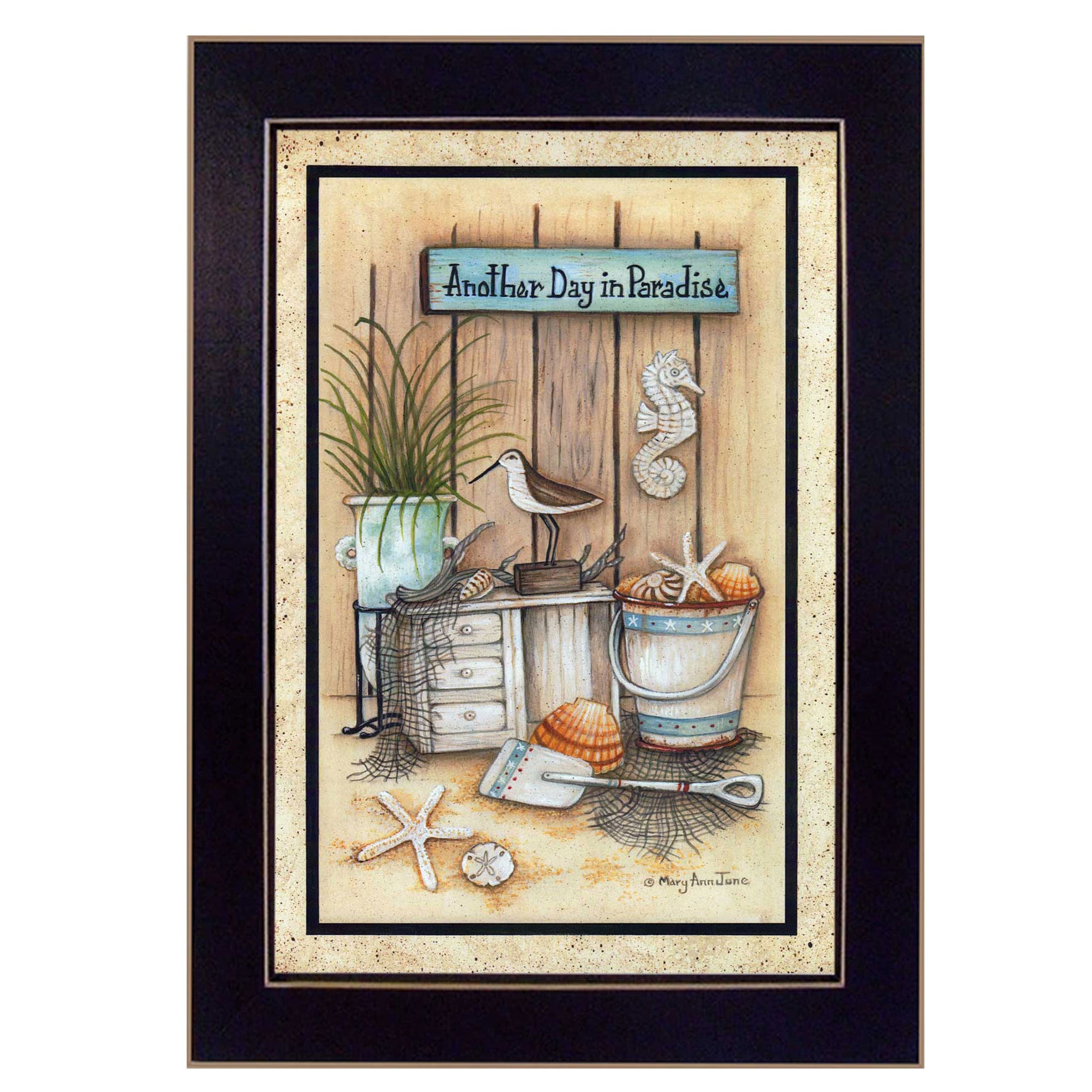 "Another Day in Paradise" By Mary June, Printed Wall Art, Ready To Hang Framed Poster, Black Frame--1