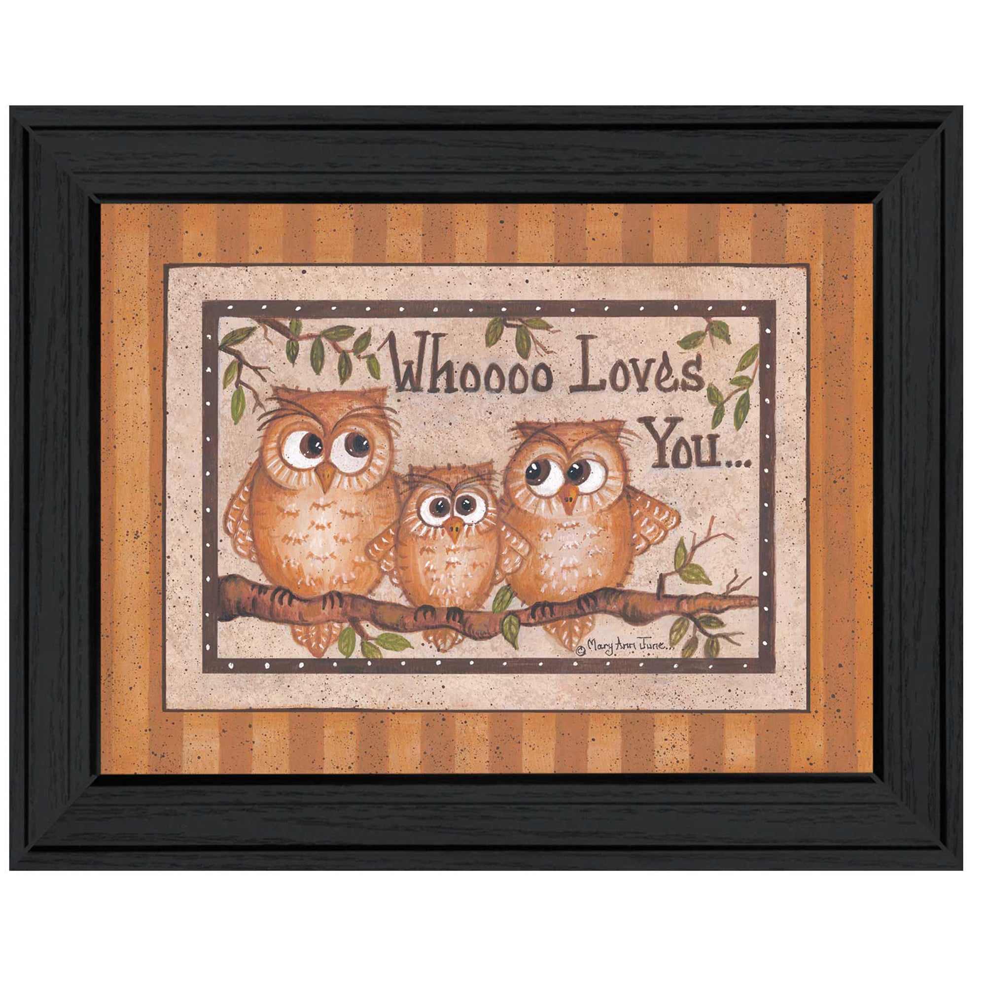 "Whoooo Loves You" By Mary June, Printed Wall Art, Ready To Hang Framed Poster, Black Frame--1