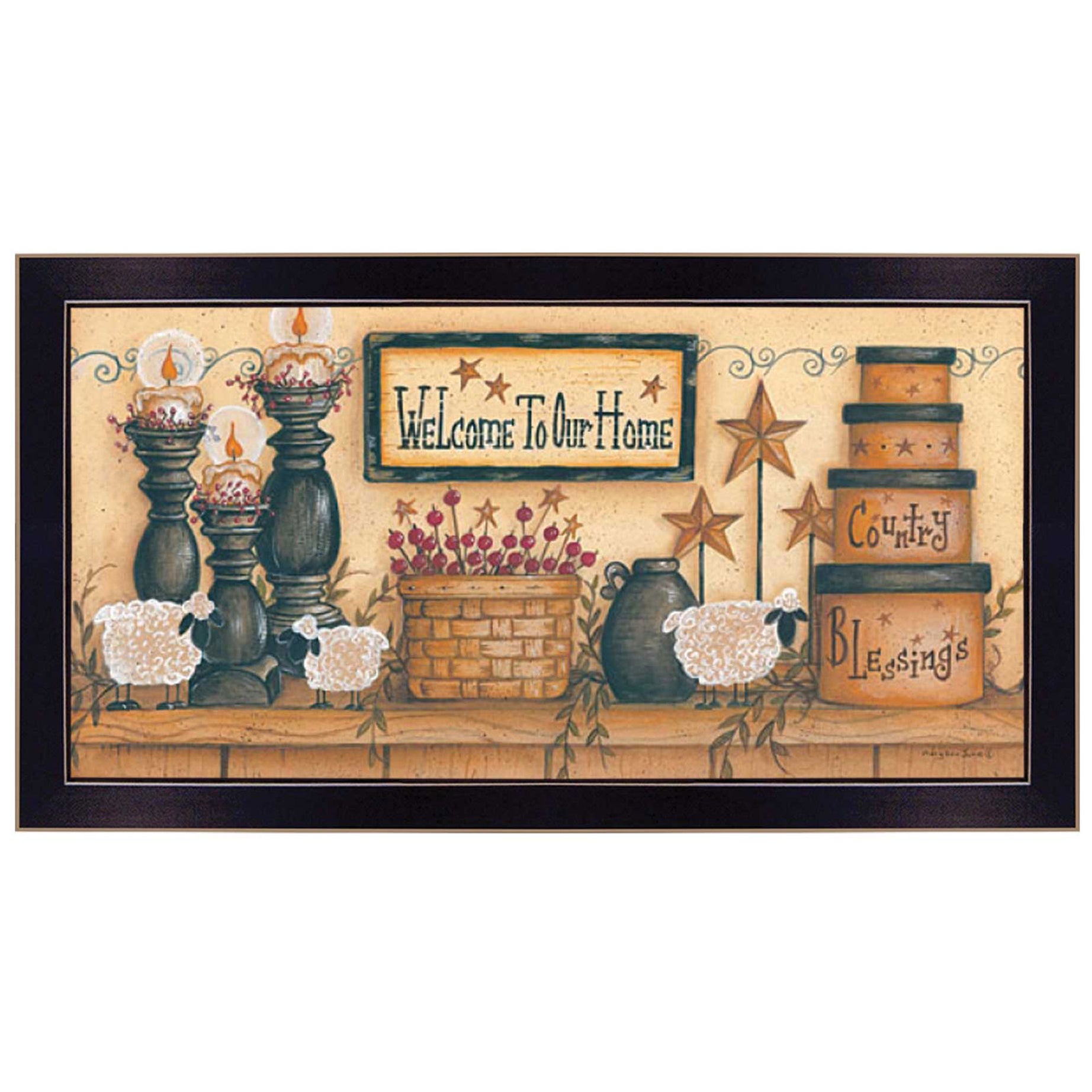 "Welcome to Our Home" By Mary June, Printed Wall Art, Ready To Hang Framed Poster, Black Frame--1