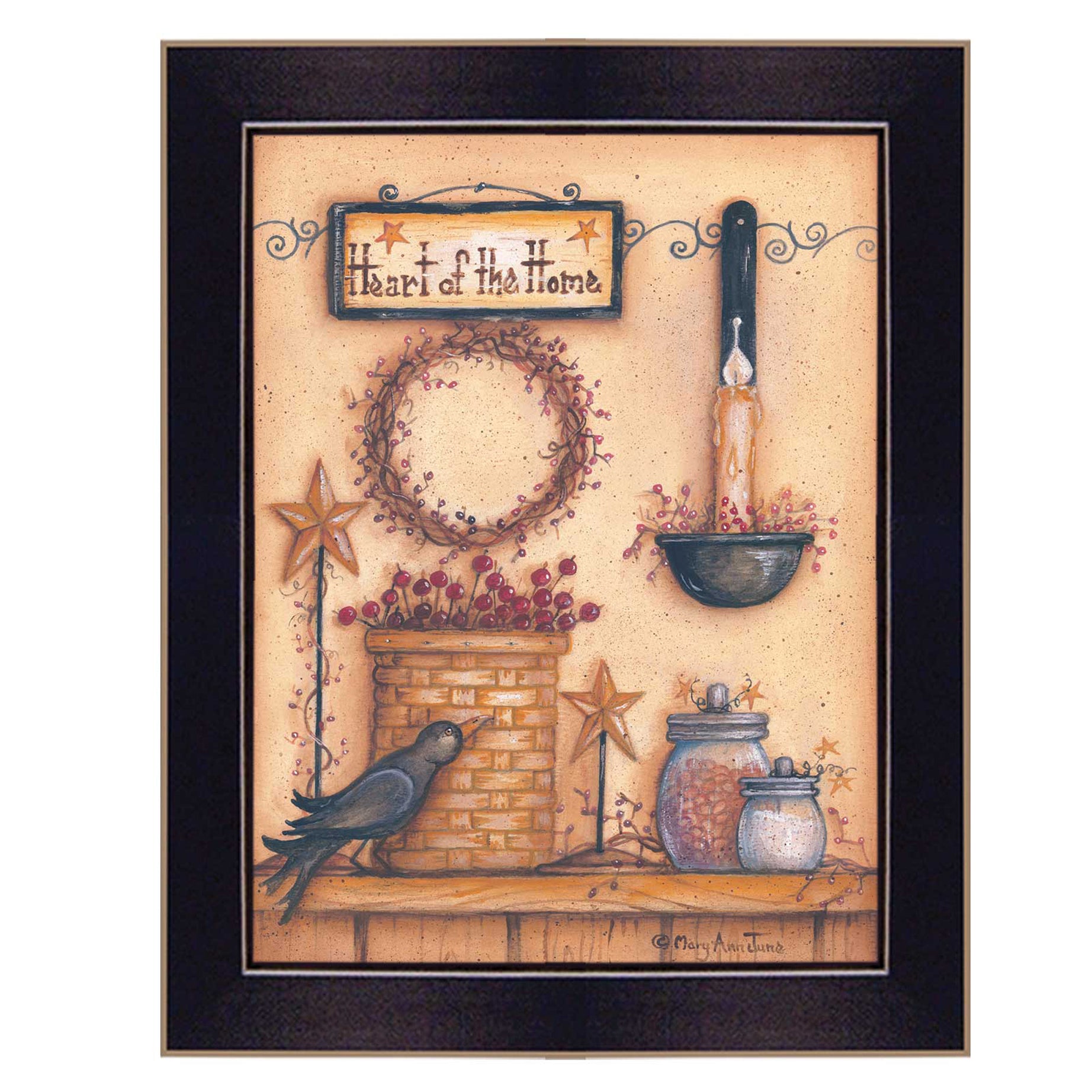 "Heart of the Home" By Mary June, Printed Wall Art, Ready To Hang Framed Poster, Black Frame--1