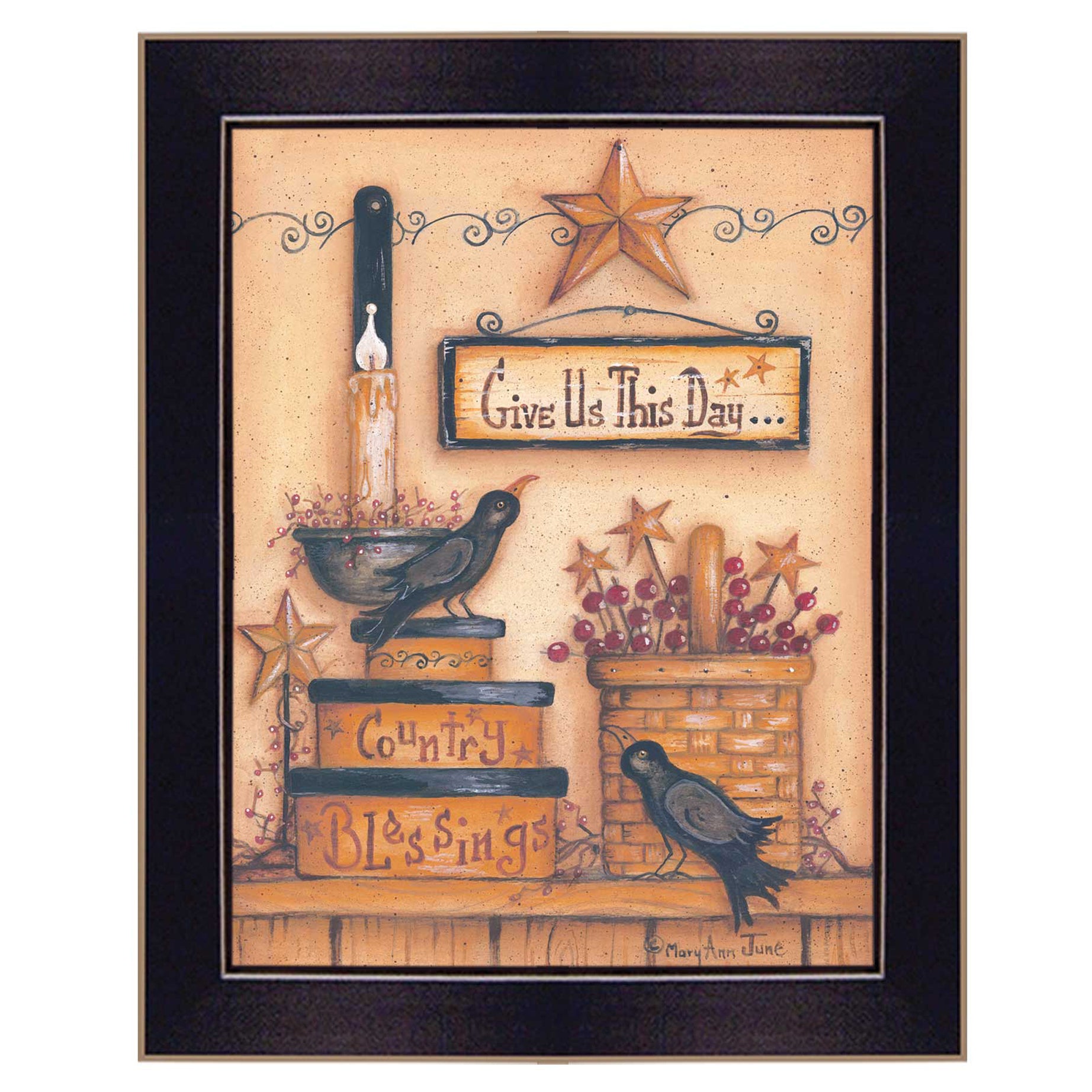 "Give Us This Day" By Mary June, Printed Wall Art, Ready To Hang Framed Poster, Black Frame--1