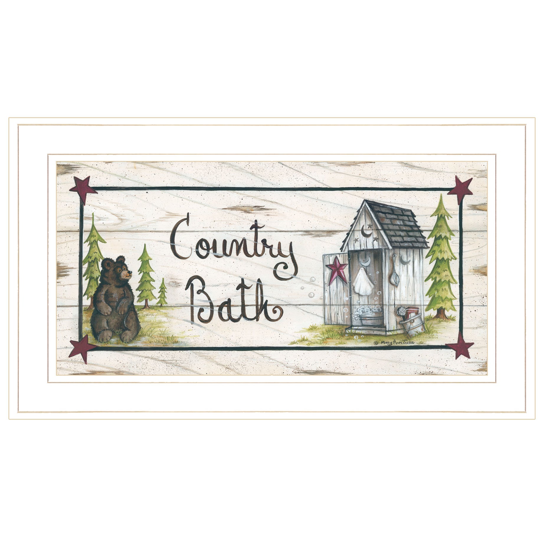 "Country Bath" by Mary Ann June, Ready to Hang Framed Print, White Frame--1