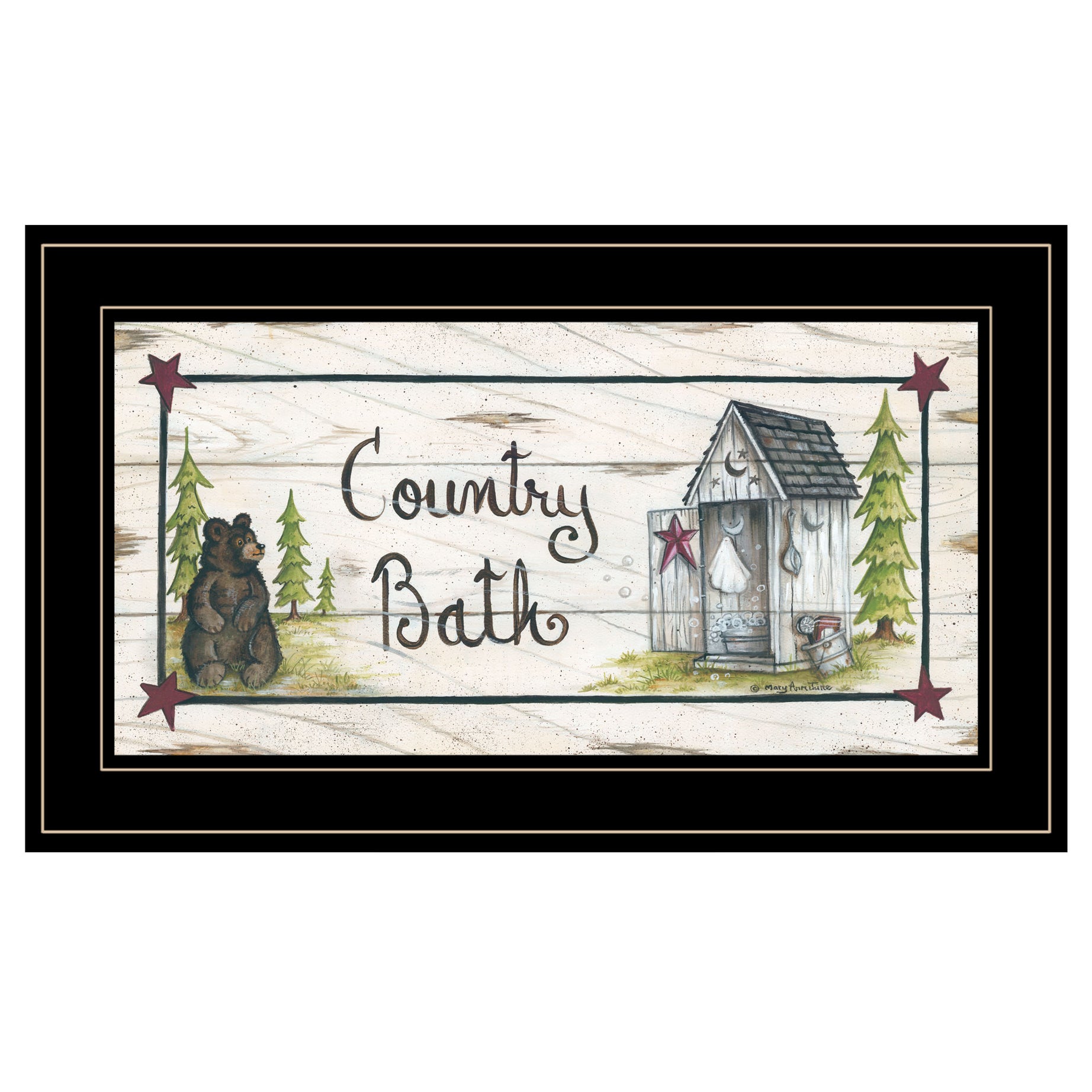 "Country Bath" by Mary Ann June, Ready to Hang Framed Print, Black Frame--1