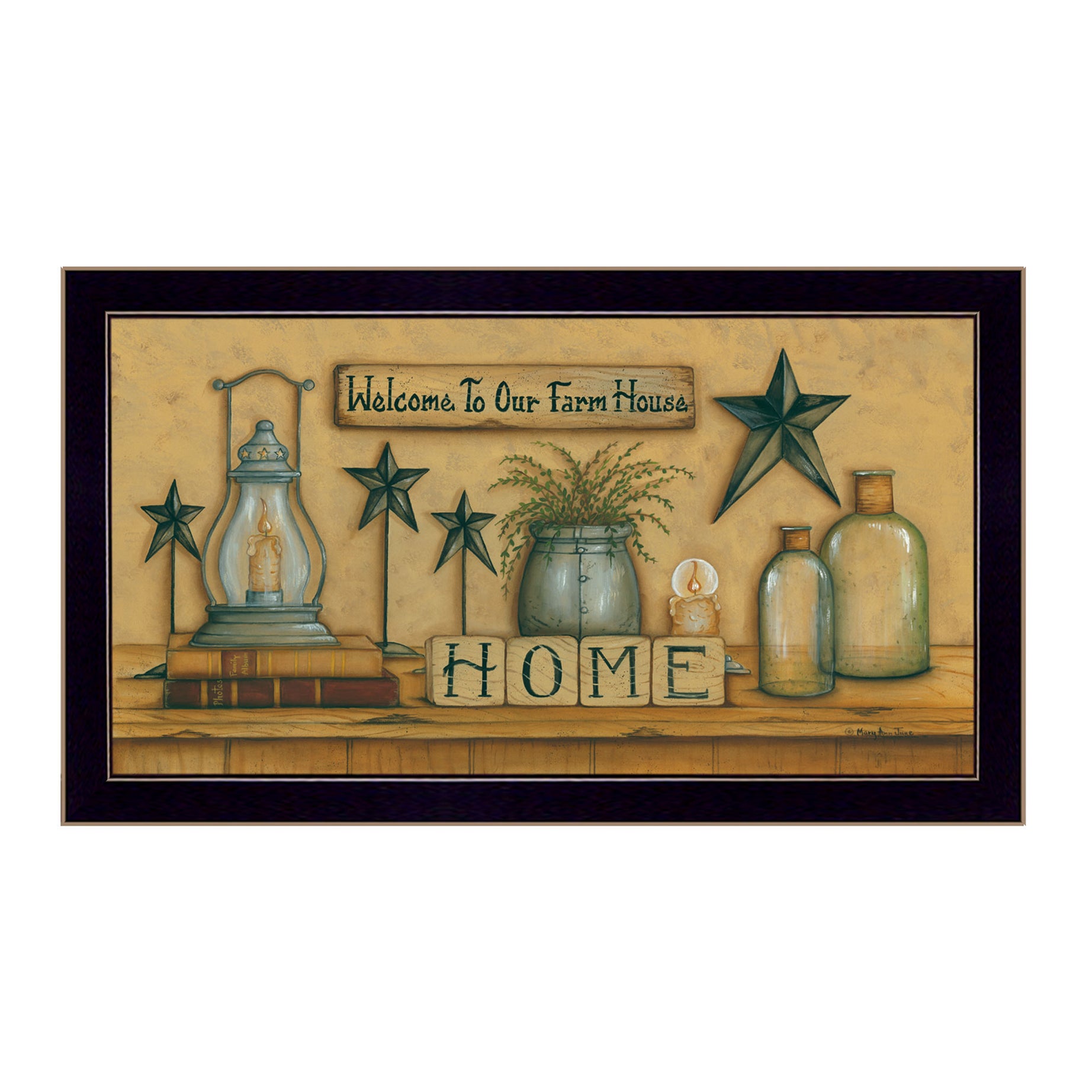 "Welcome to Our Farm House" By Mary June, Printed Wall Art, Ready To Hang Framed Poster, Black Frame--1