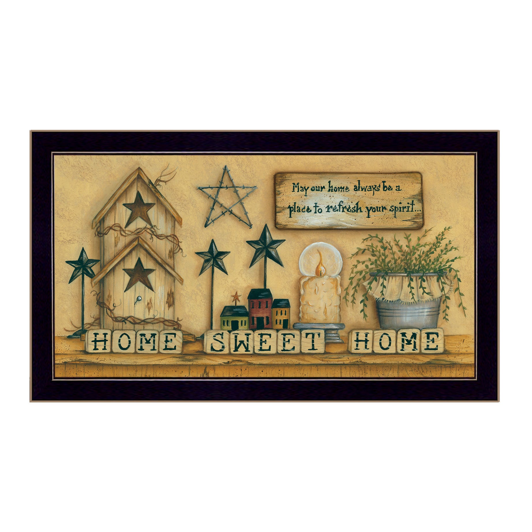 "Home Sweet Home" By Mary June, Printed Wall Art, Ready To Hang Framed Poster, Black Frame--1