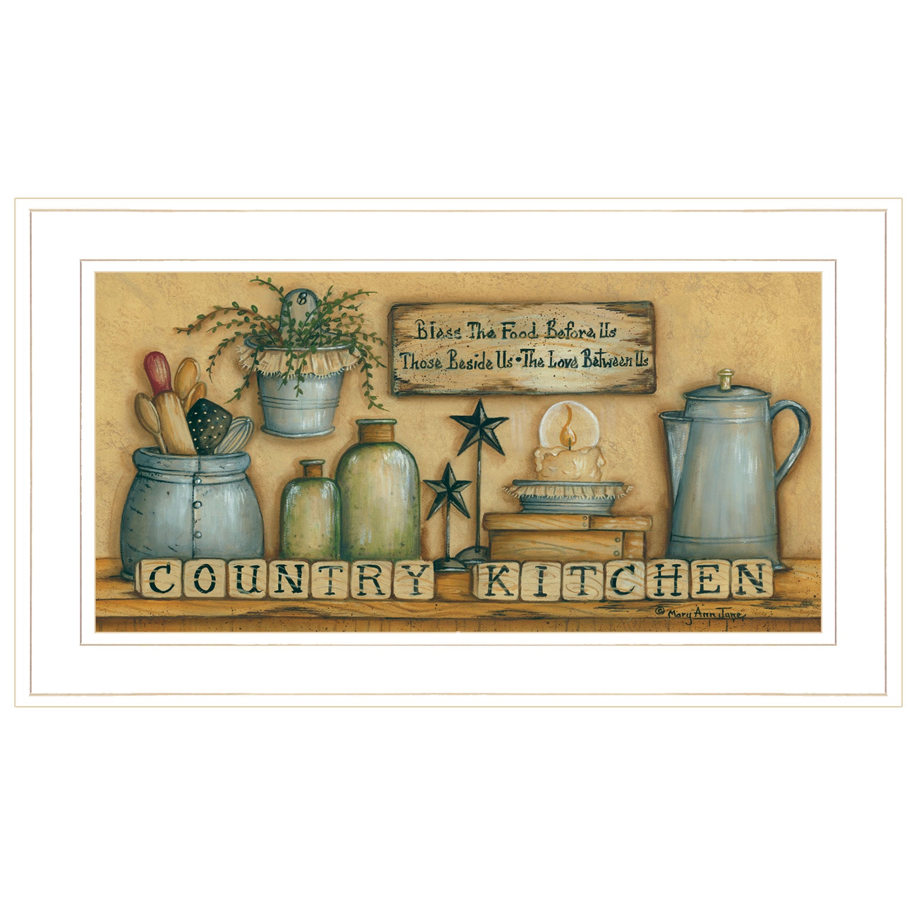 "Country Kitchen" By Mary Ann June, Ready to Hang Framed Print, White Frame--1