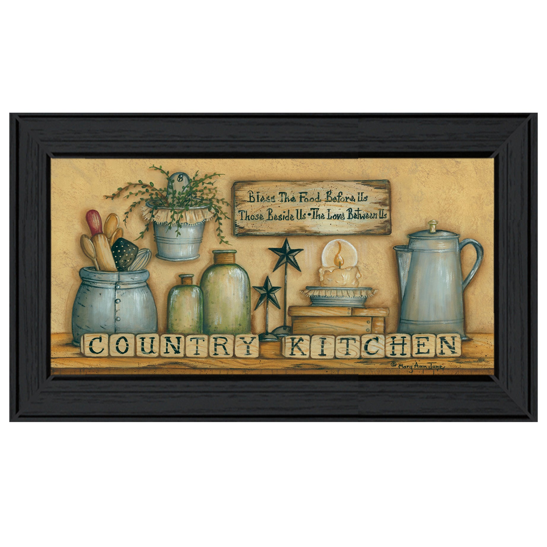 "Country Kitchen" By Mary Ann June, Ready to Hang Framed Print, Black Frame--1