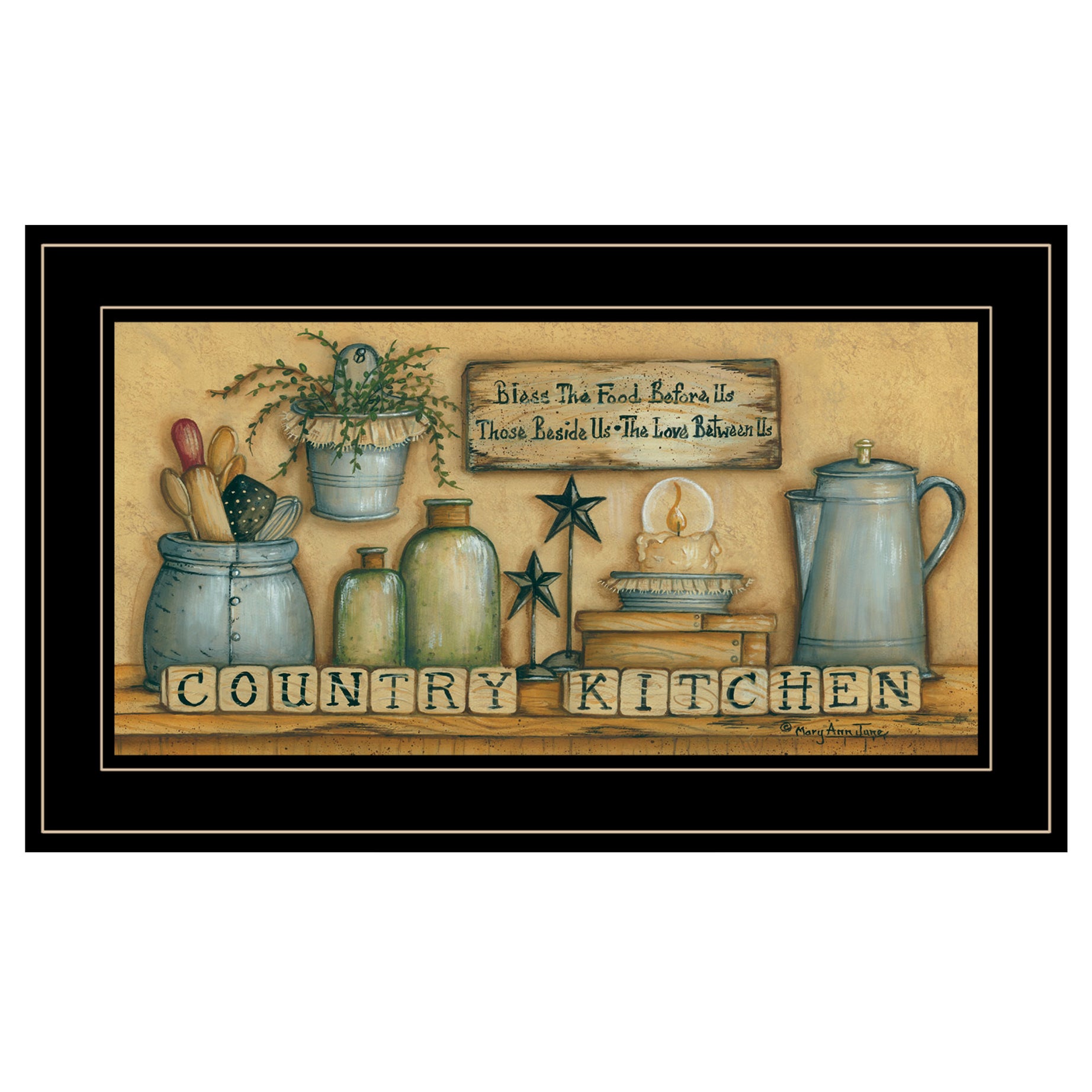 "Country Kitchen" By Mary Ann June, Ready to Hang Framed Print, Black Frame--1