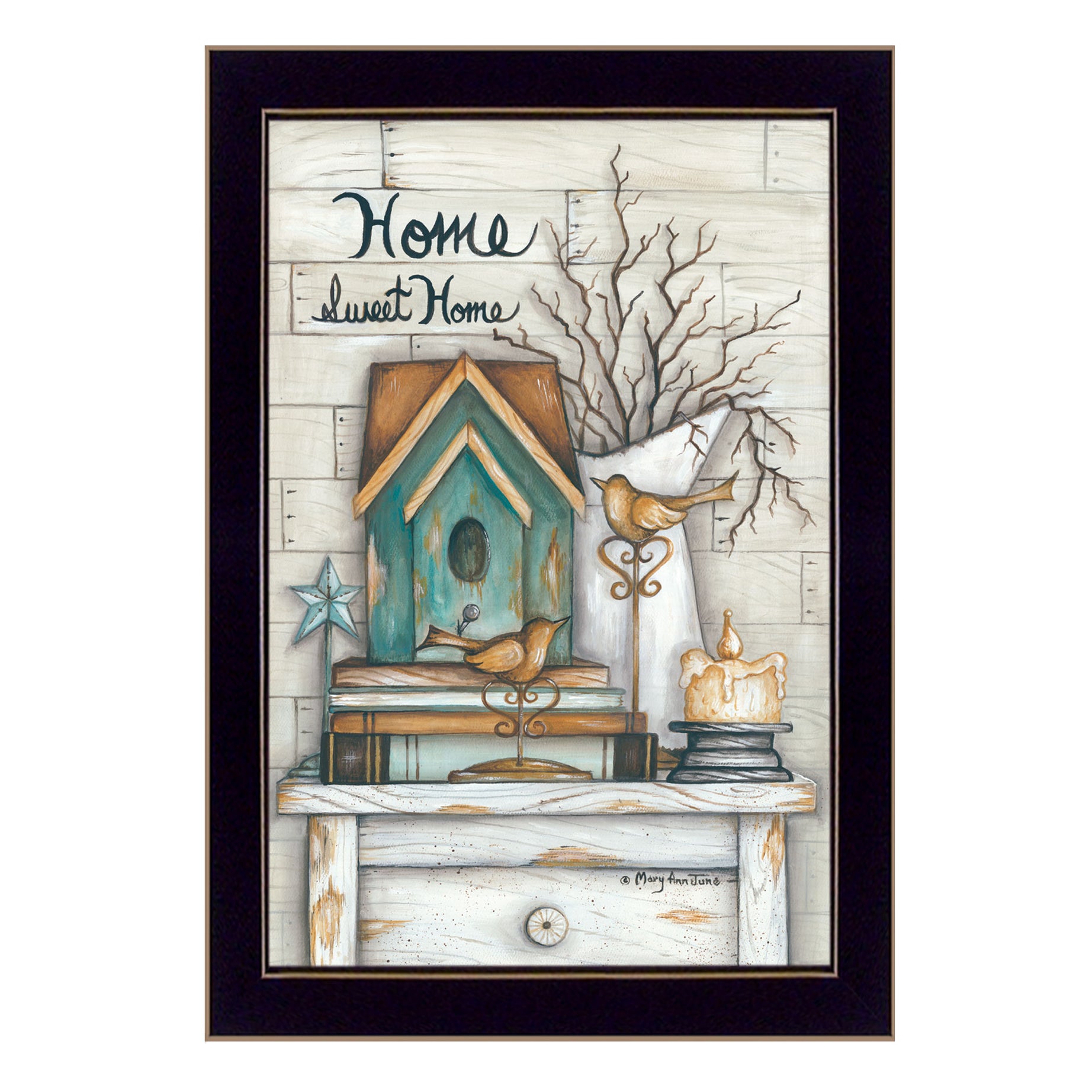 "Home Sweet Home" By Mary June, Printed Wall Art, Ready To Hang Framed Poster, Black Frame--1