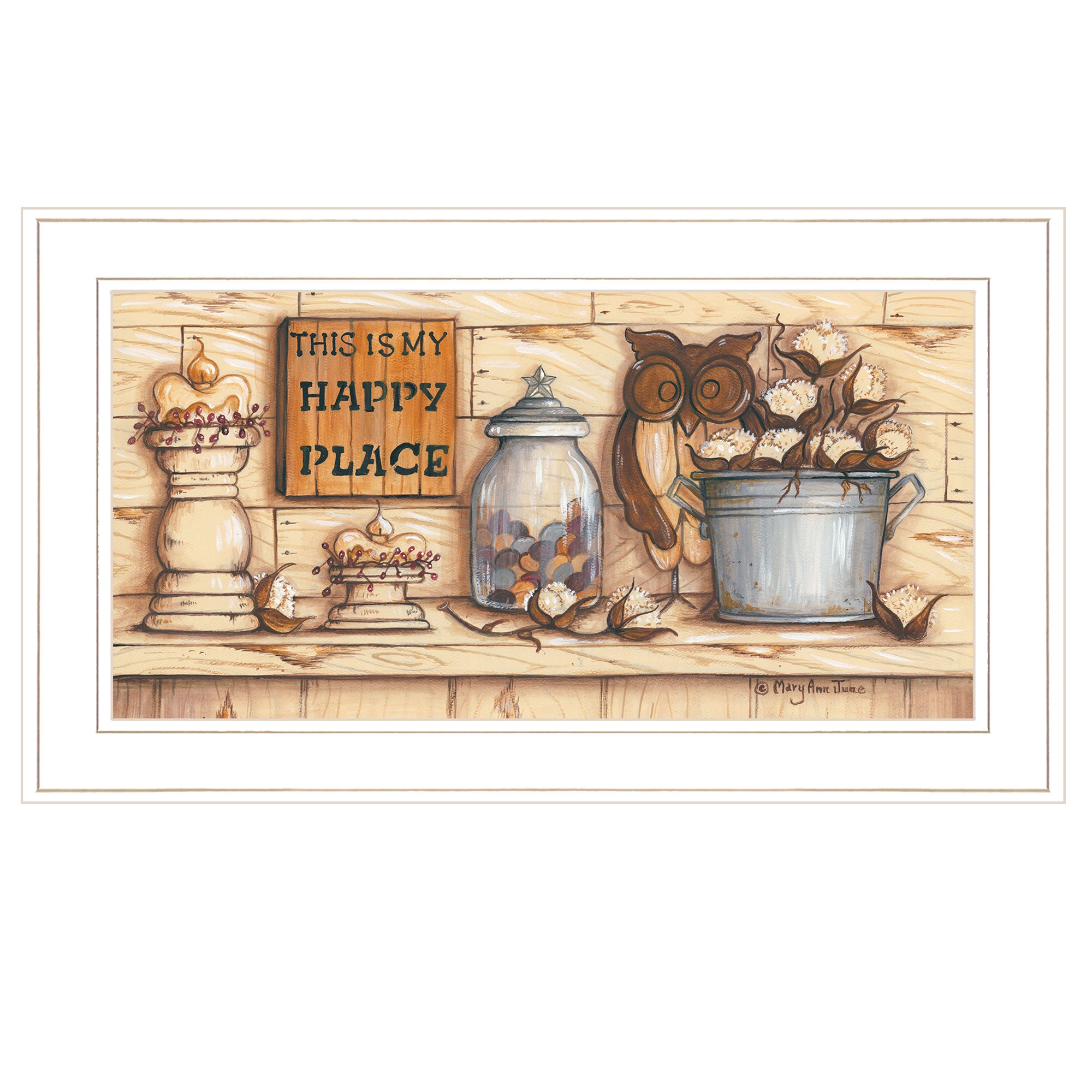 "My Happy Place" by Mary Ann June, Ready to Hang Framed Print, White Frame--1