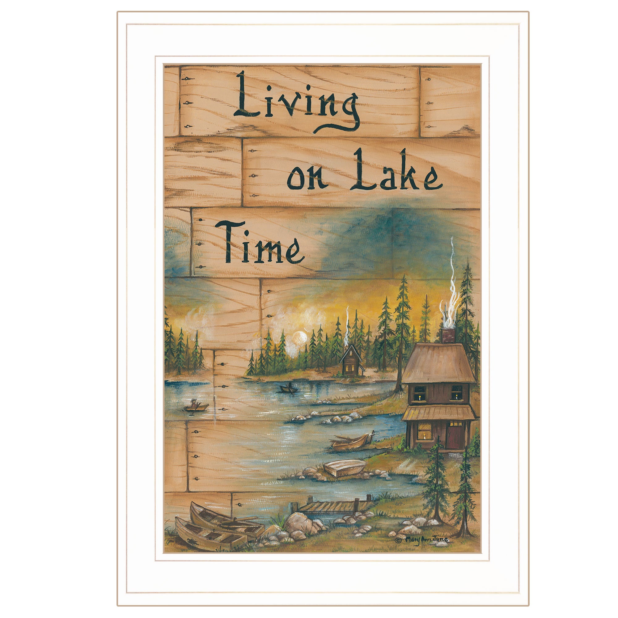 "Living On The Lake" by Mary June, Ready to Hang Framed Print, White Frame--1