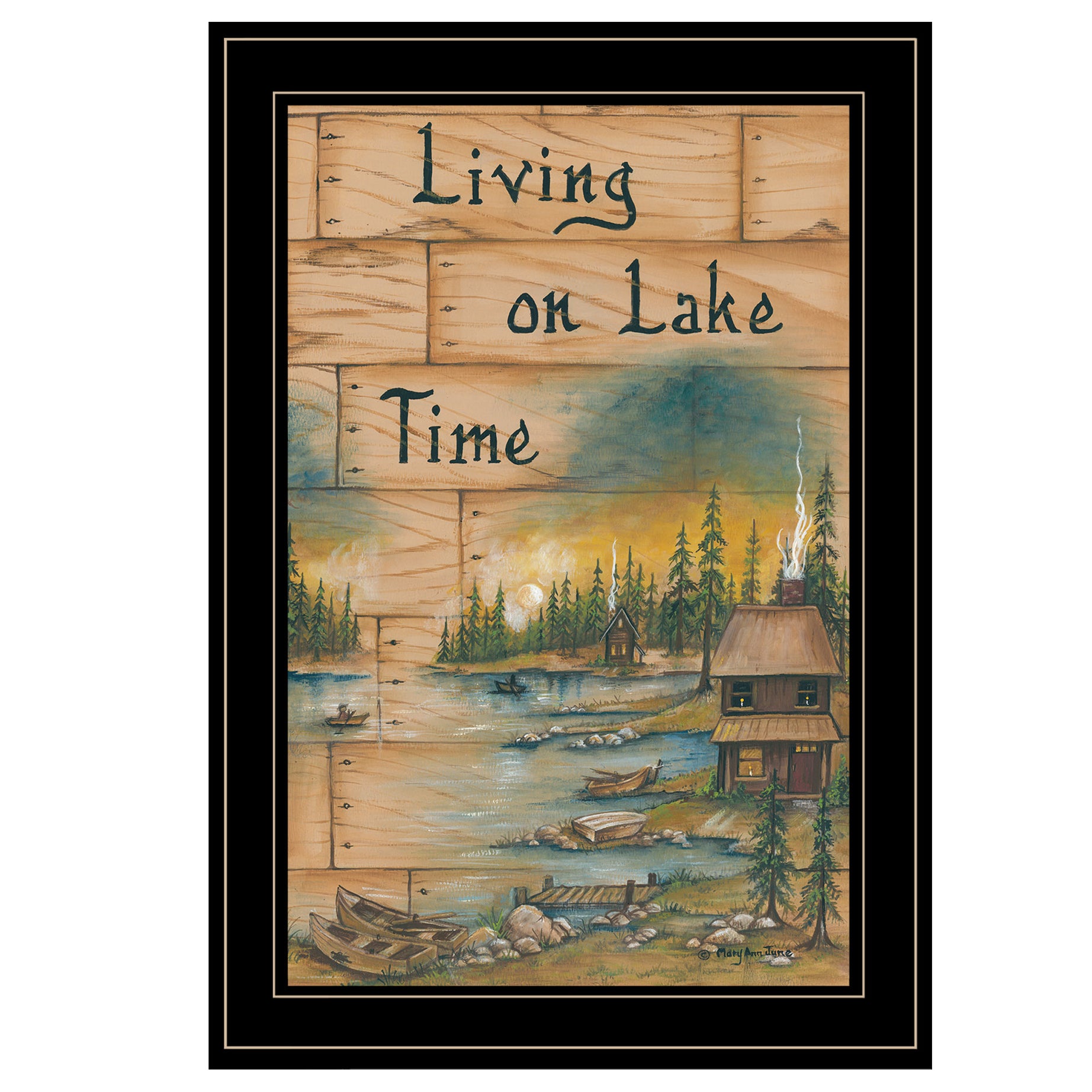 "Living On The Lake" by Mary June, Ready to Hang Framed Print, Black Frame--1