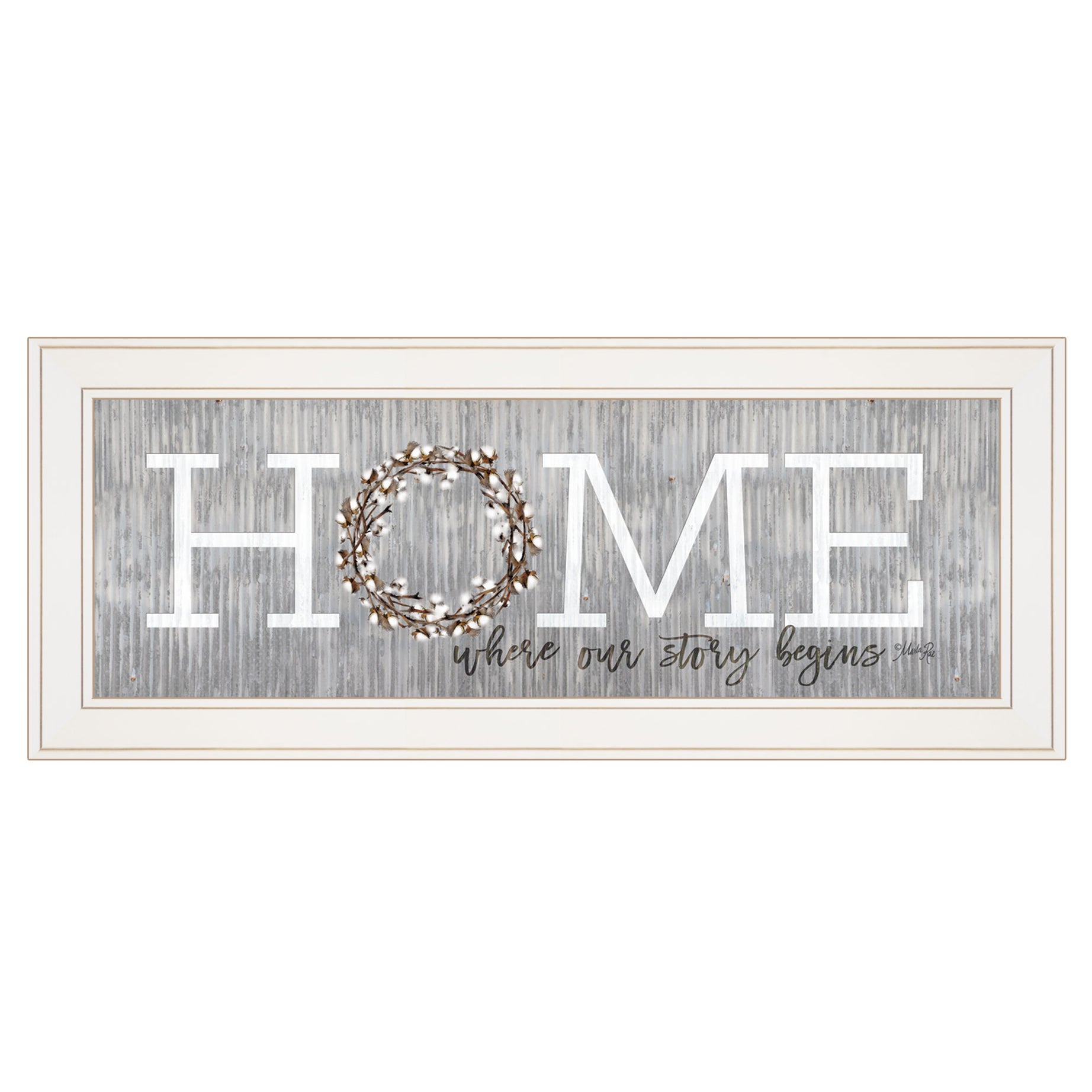 "Home-Where Our Story Begins" by Marla Rae, Ready to Hang Framed print, White Frame--1