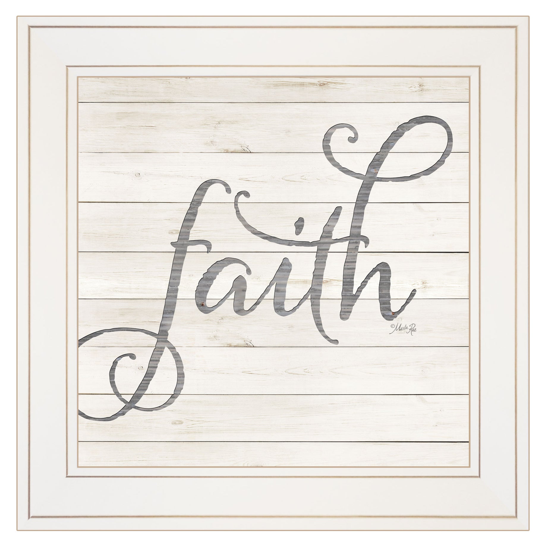 "Simple Words - Faith" by Marla Rae, Ready to Hang Framed print, White Frame--1