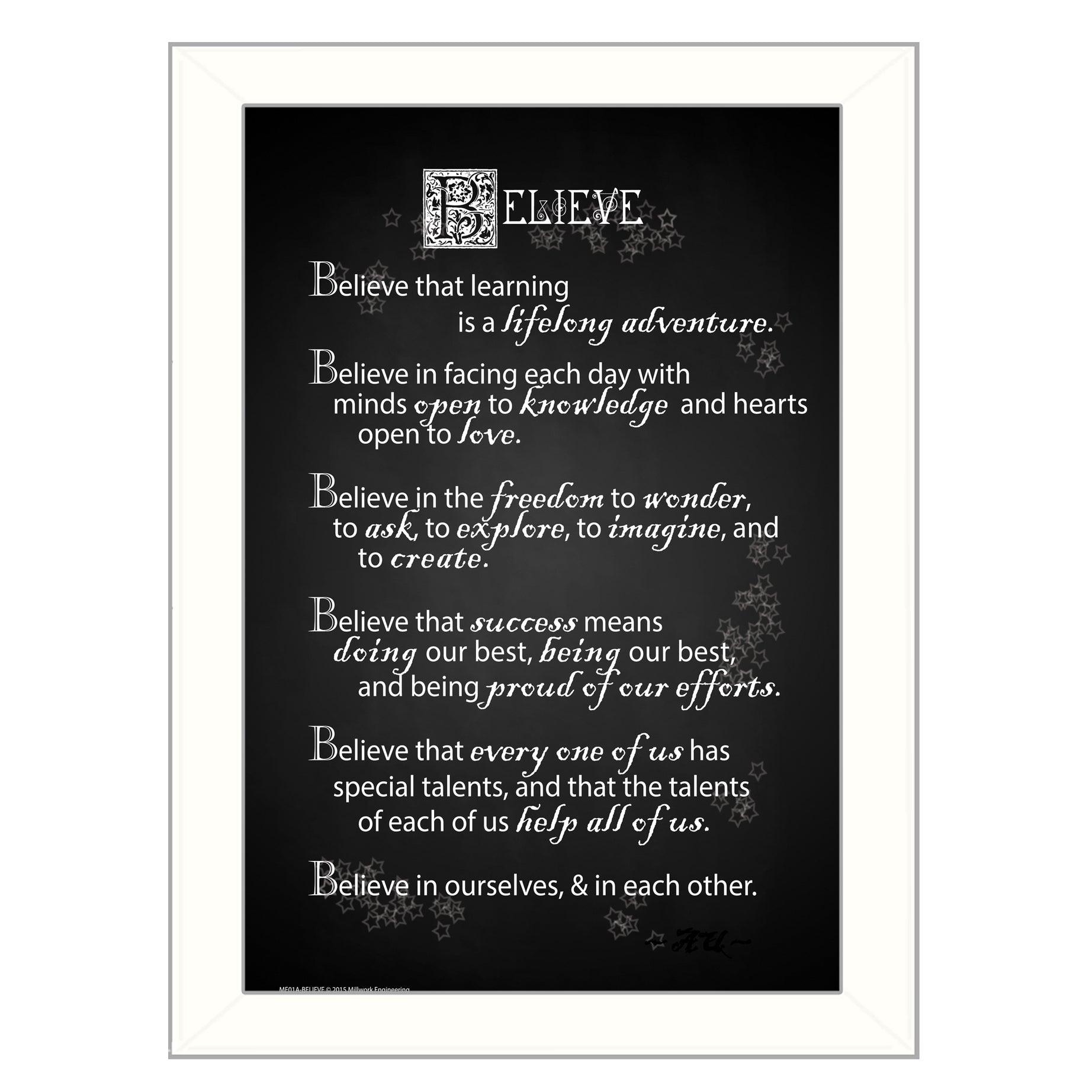 "Believe" By Trendy Decor4U, Printed Wall Art, Ready To Hang Framed Poster, White Frame--1