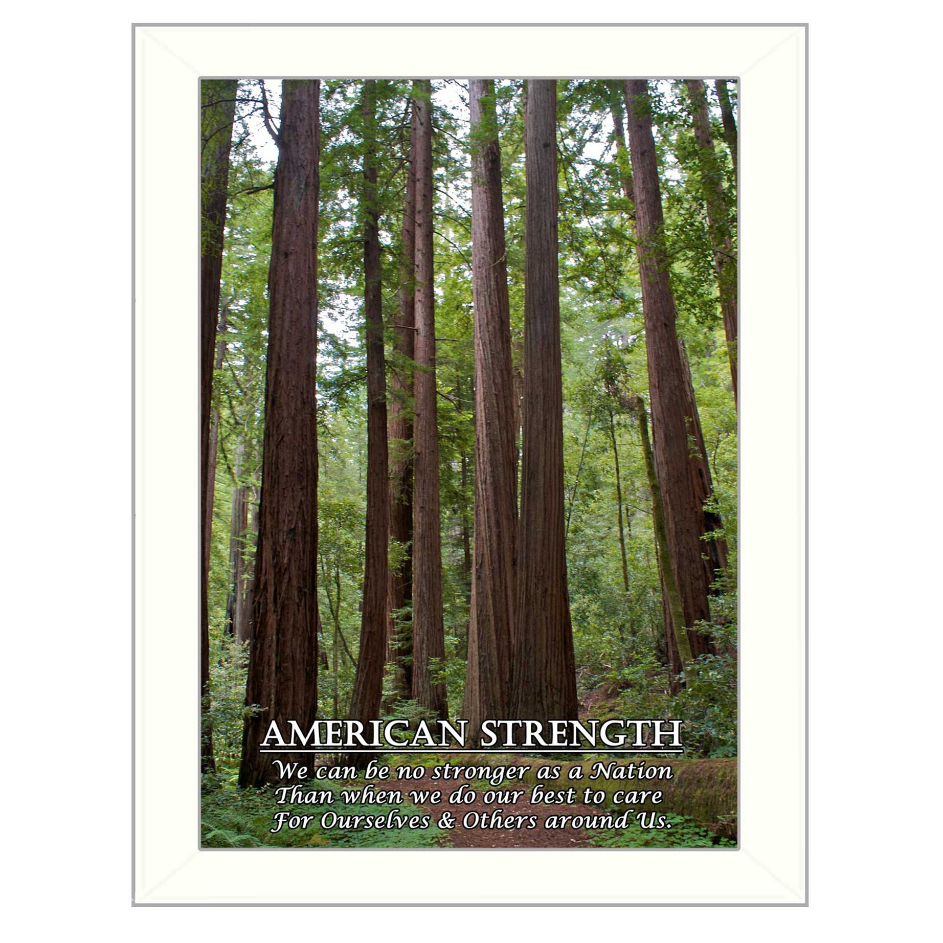 "American Strength" By Trendy Decor4U, Printed Wall Art, Ready To Hang Framed Poster, White Frame--1