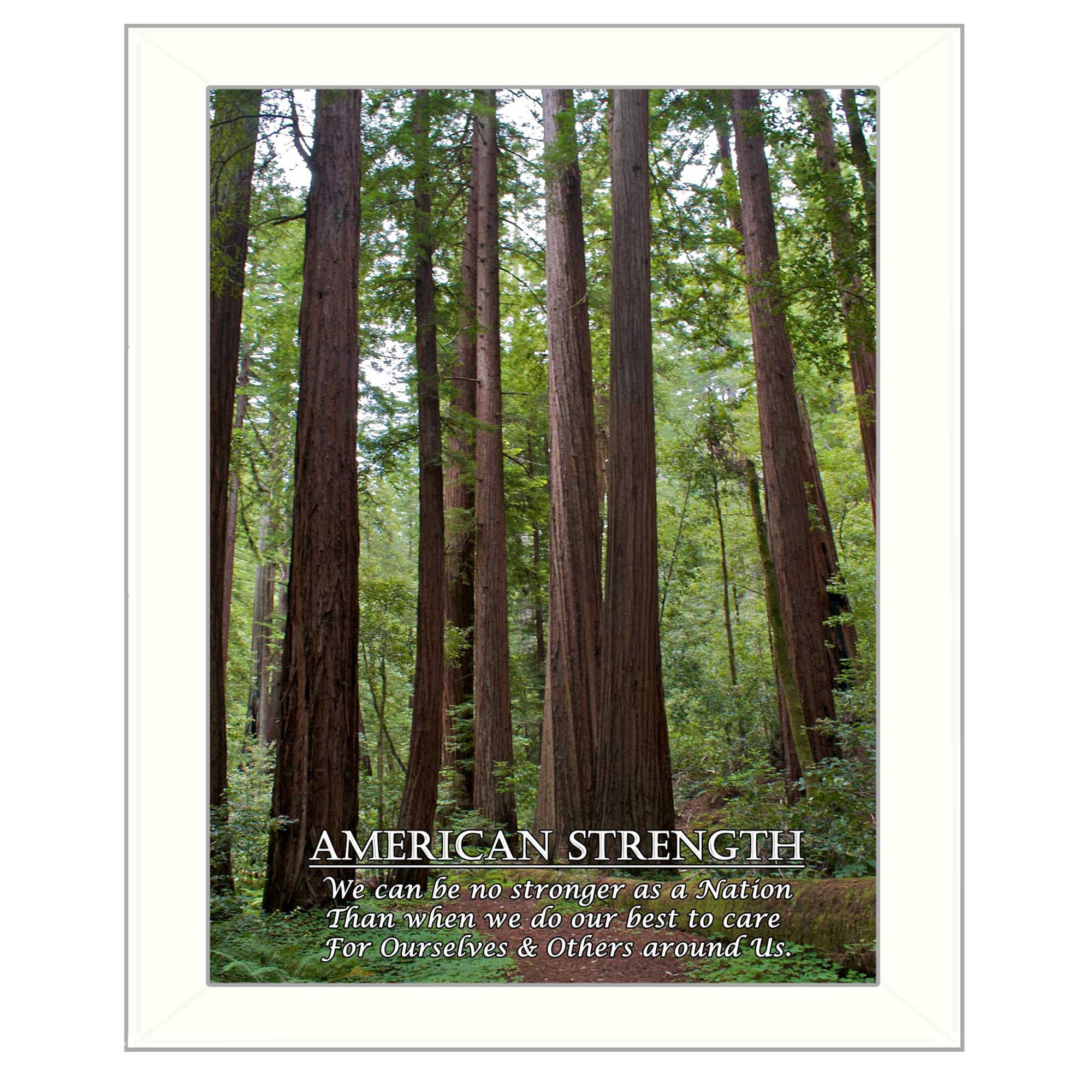 "American Strength" By Trendy Decor4U, Printed Wall Art, Ready To Hang Framed Poster, White Frame--1