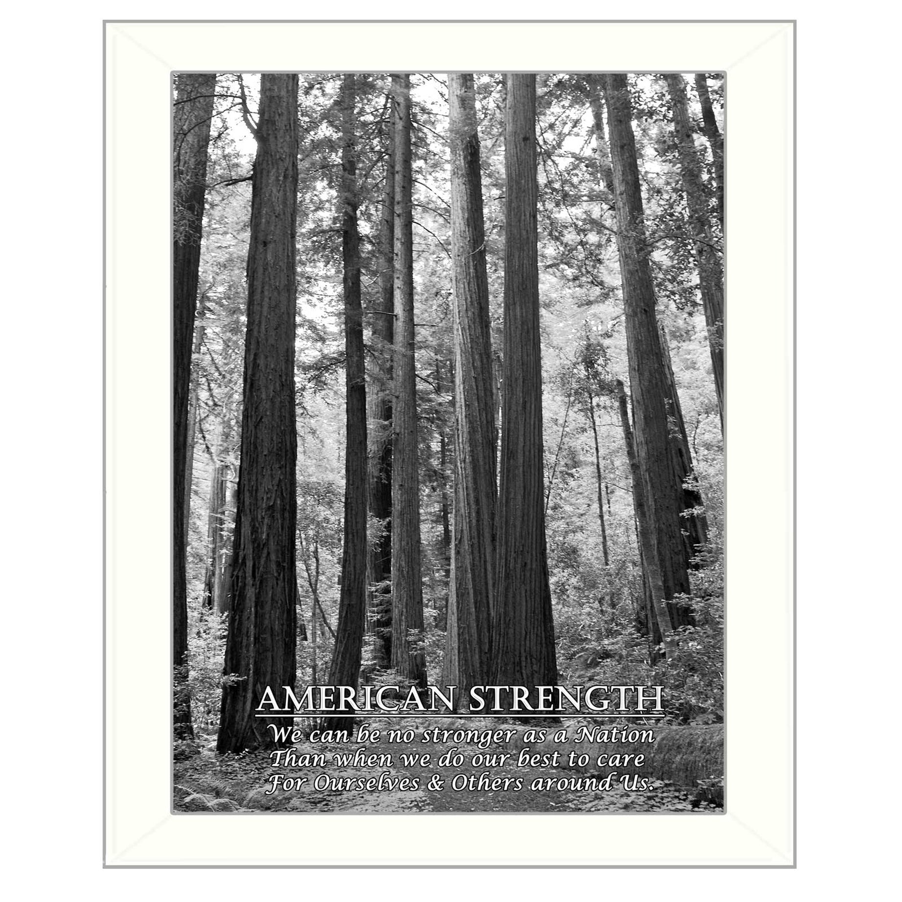 "American Strength" By Trendy Decor4U, Printed Wall Art, Ready To Hang Framed Poster, White Frame--1