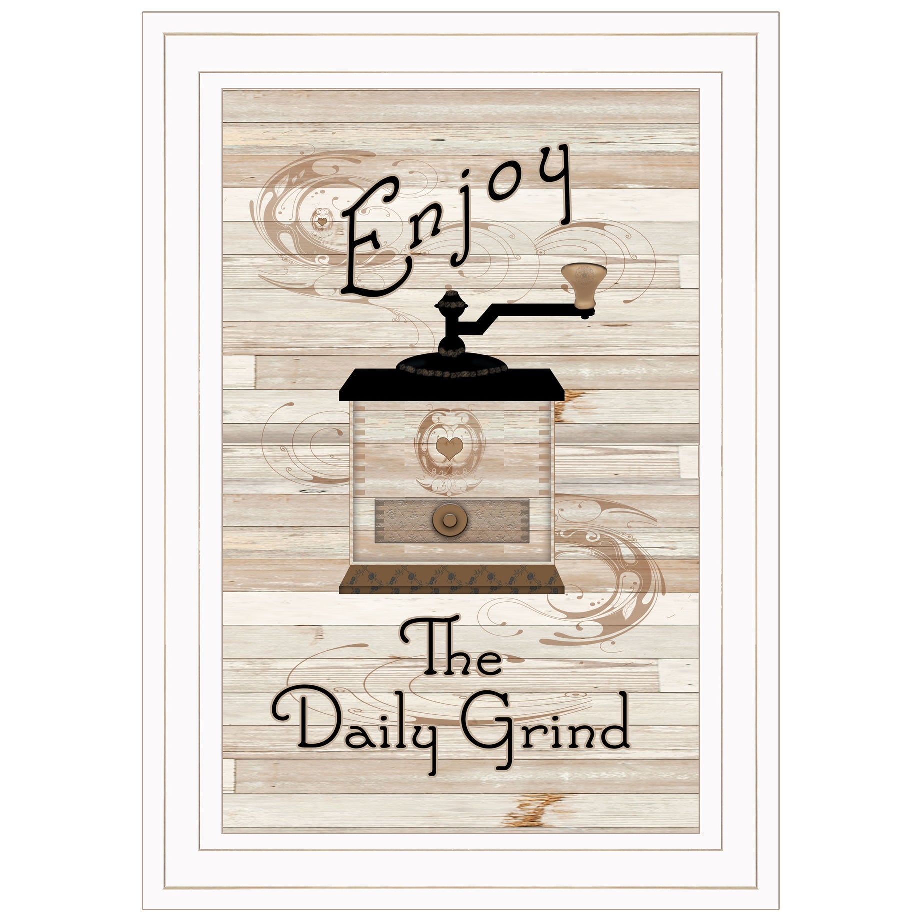 "Enjoy the Daily Grind" By Trendy Decor 4U, Ready to Hang Framed Print, White Frame--1