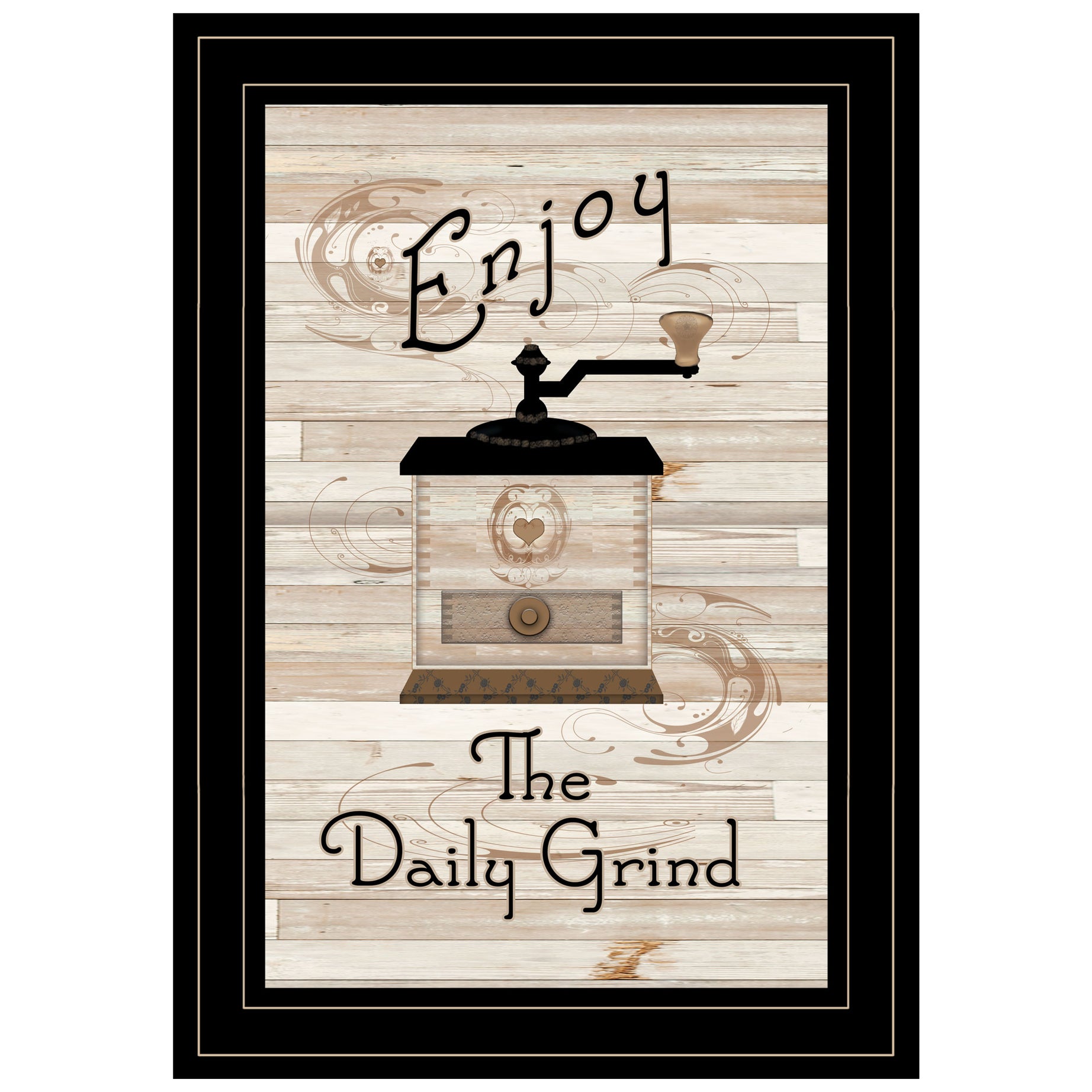 "Enjoy the Daily Grind" By Trendy Decor 4U, Ready to Hang Framed Print, Black Frame--1