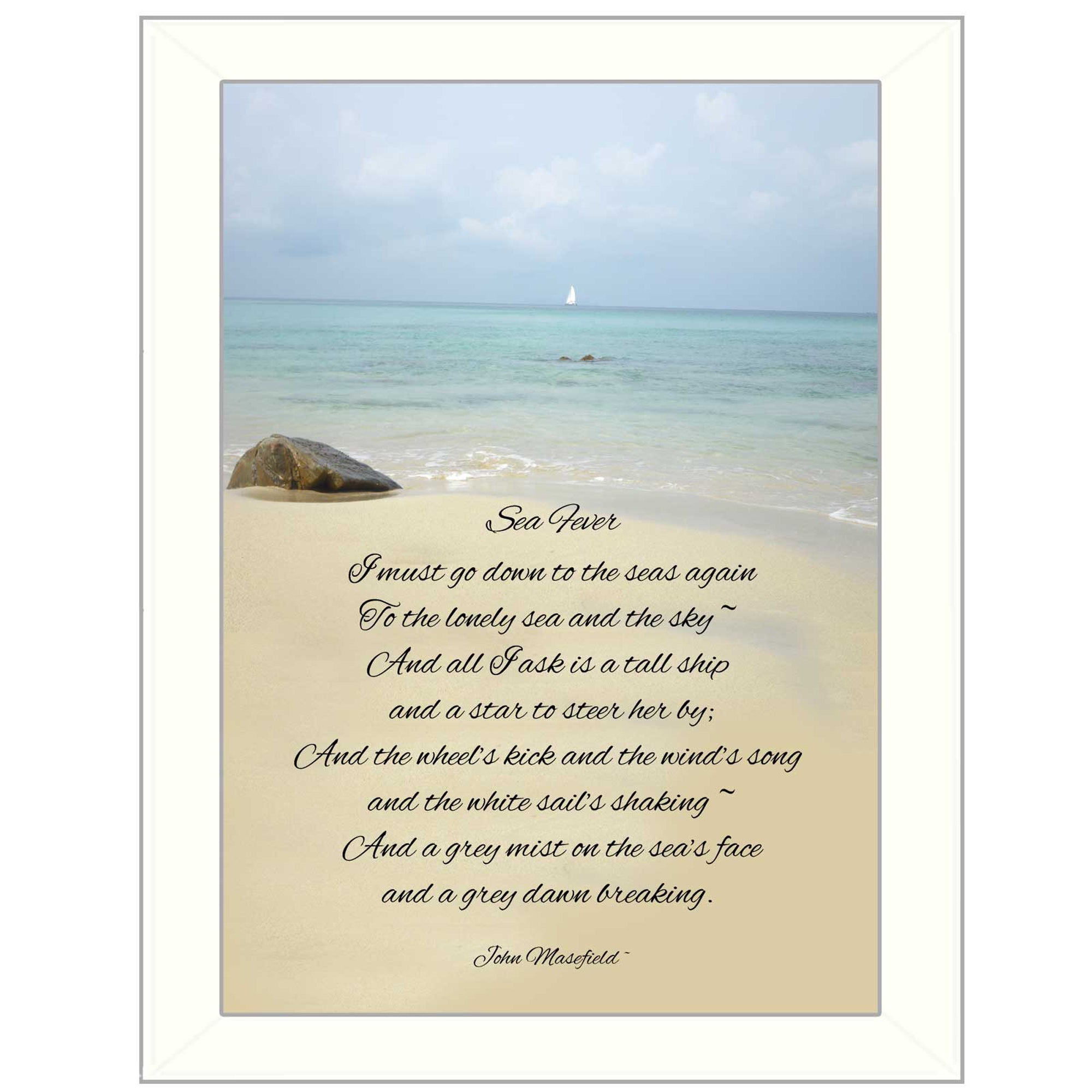 "Sea Fever" By Trendy Decor4U, Printed Wall Art, Ready To Hang Framed Poster, White Frame--1