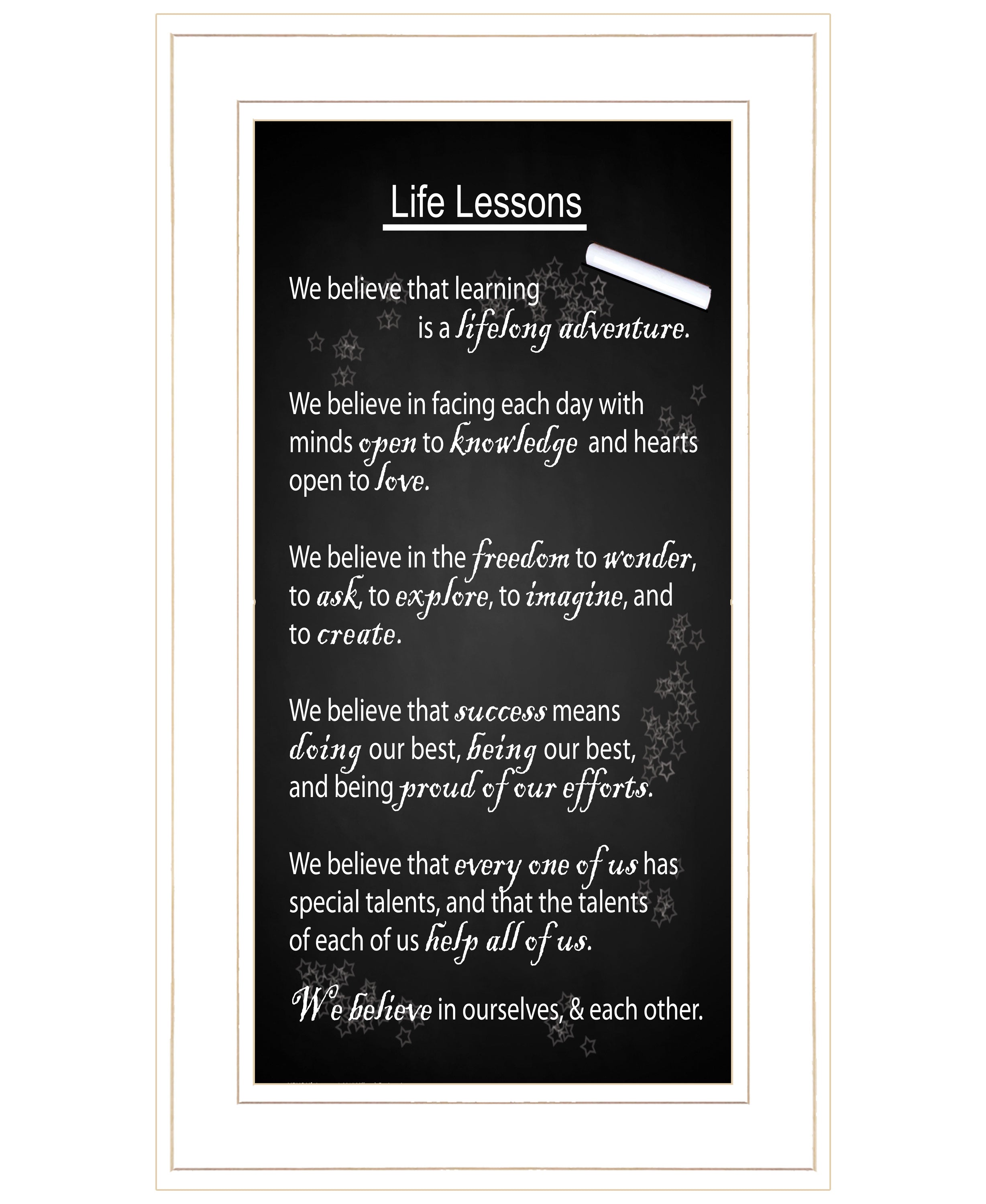 "Life Lessons" by Artisan Trendy Decor 4U, Ready to Hang Framed Print, White Frame--1