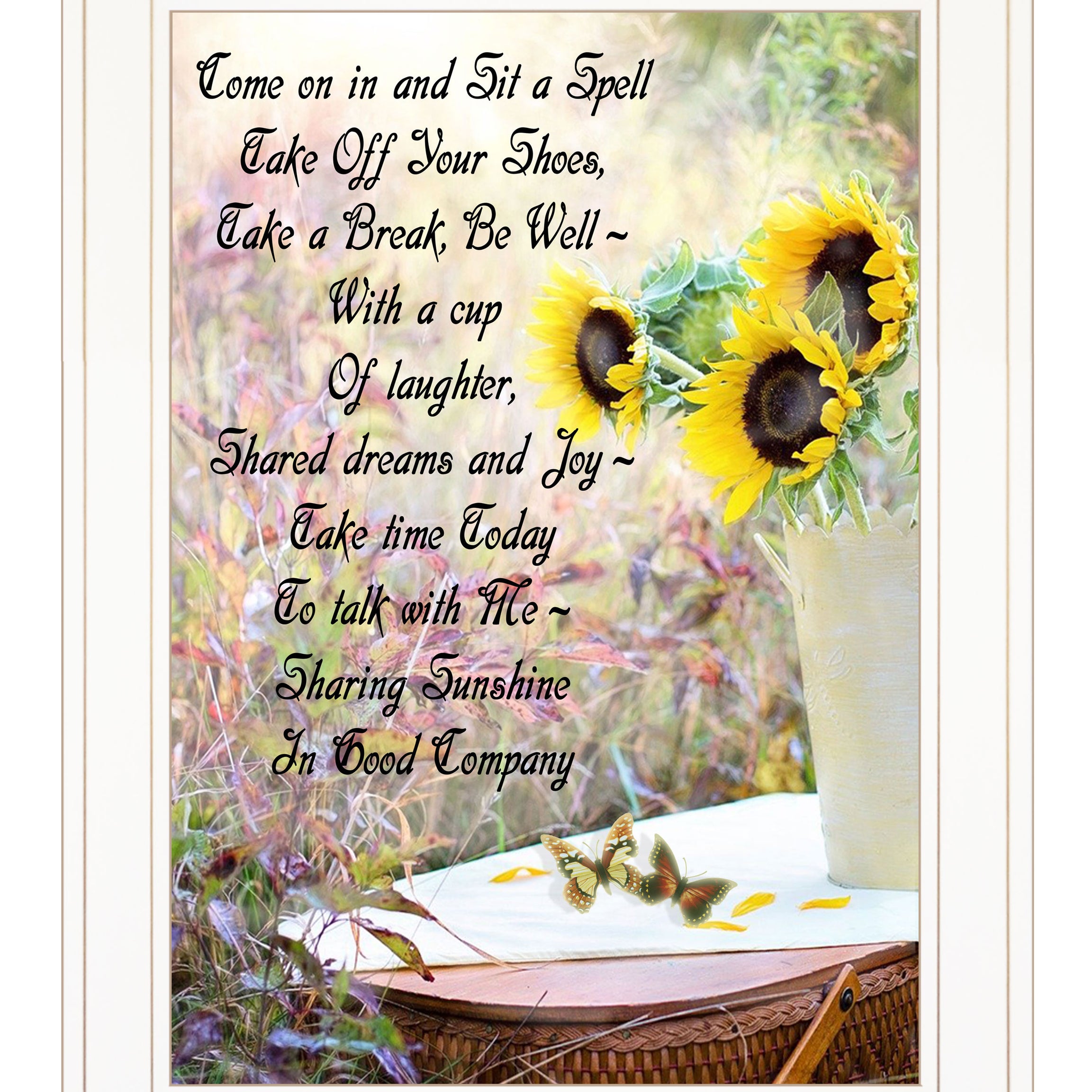 "Sharing Sunshine" by Artisan Trendy Decor 4U, Ready to Hang Framed Print, White Frame--1