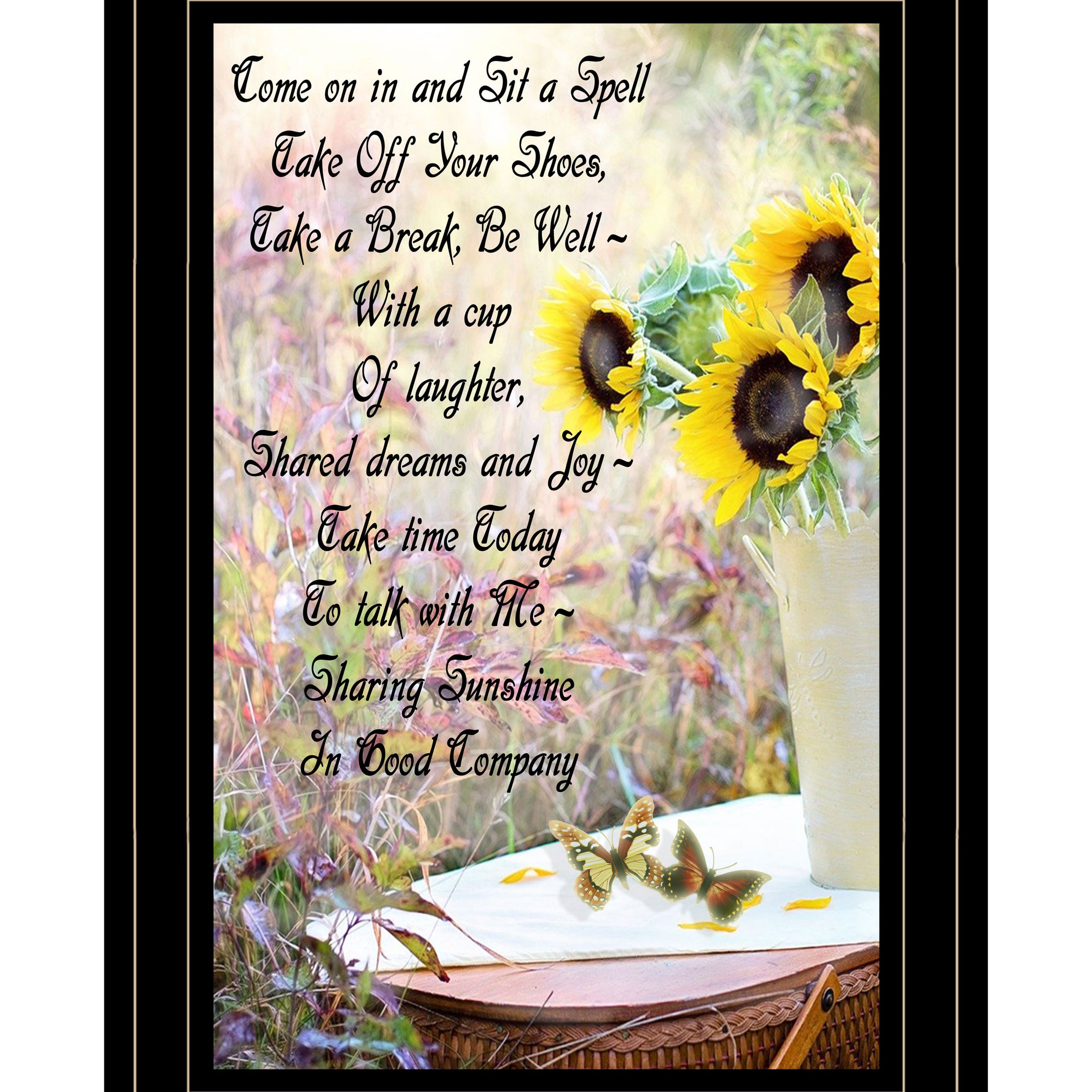 "Sharing Sunshine" by Artisan Trendy Decor 4U, Ready to Hang Framed Print, Black Frame--1