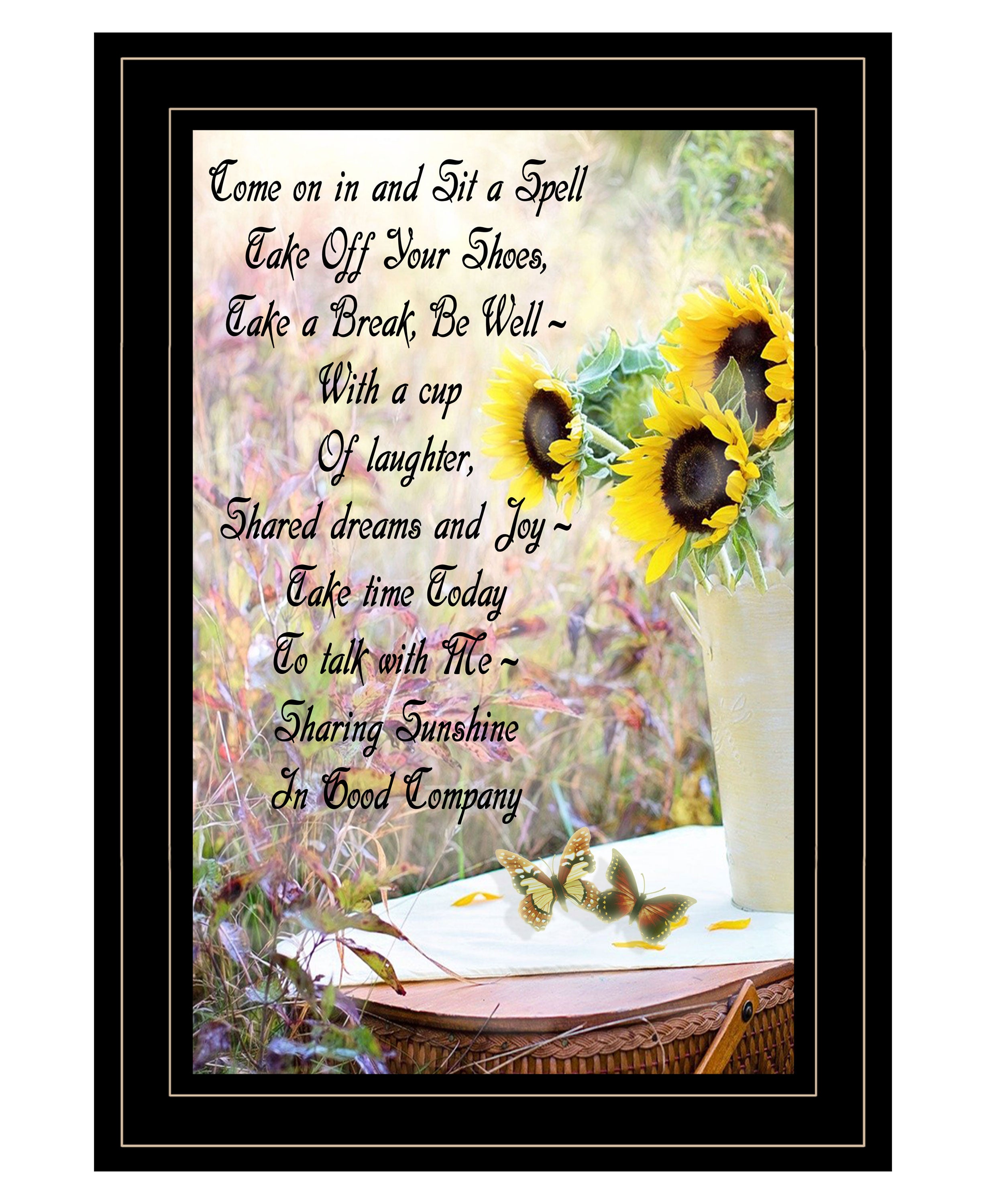 "Sharing Sunshine" by Artisan Trendy Decor 4U, Ready to Hang Framed Print, Black Frame--1