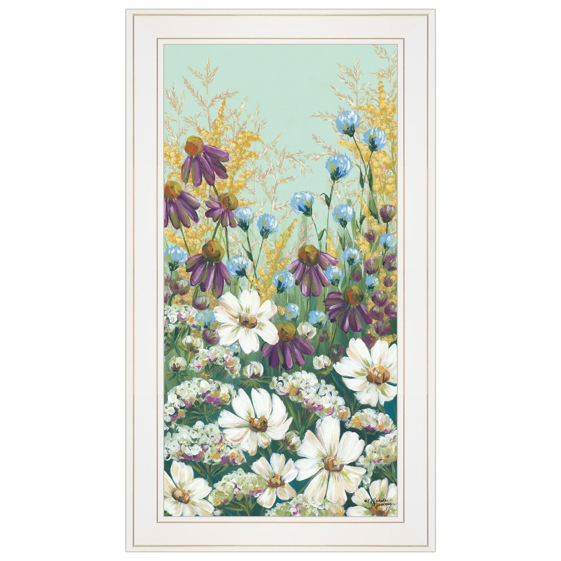 "Floral Field Day" by Michele Norman, Ready to Hang Framed Print, White Frame--1