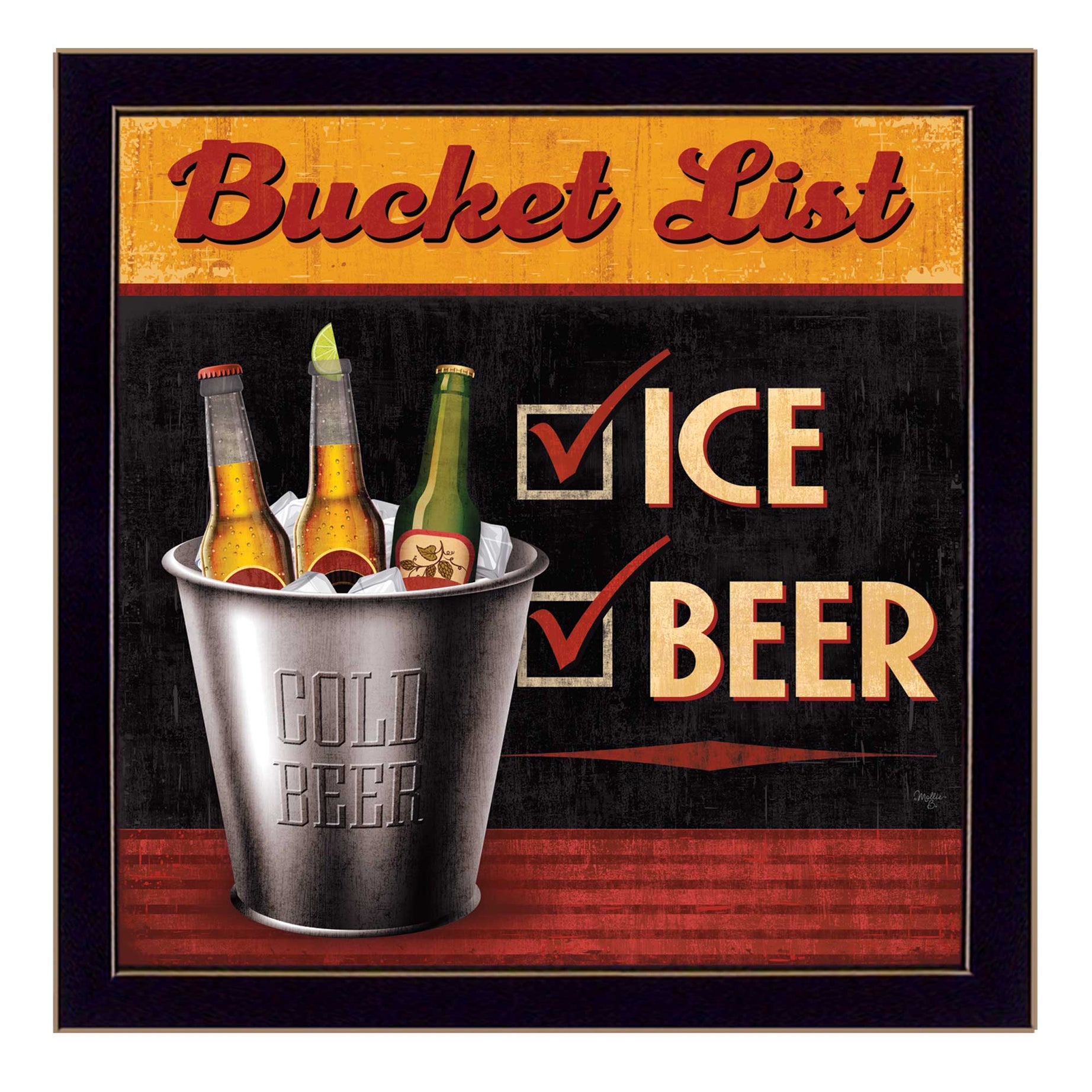 "Bucket List" By Mollie B., Printed Wall Art, Ready To Hang Framed Poster, Black Frame--1