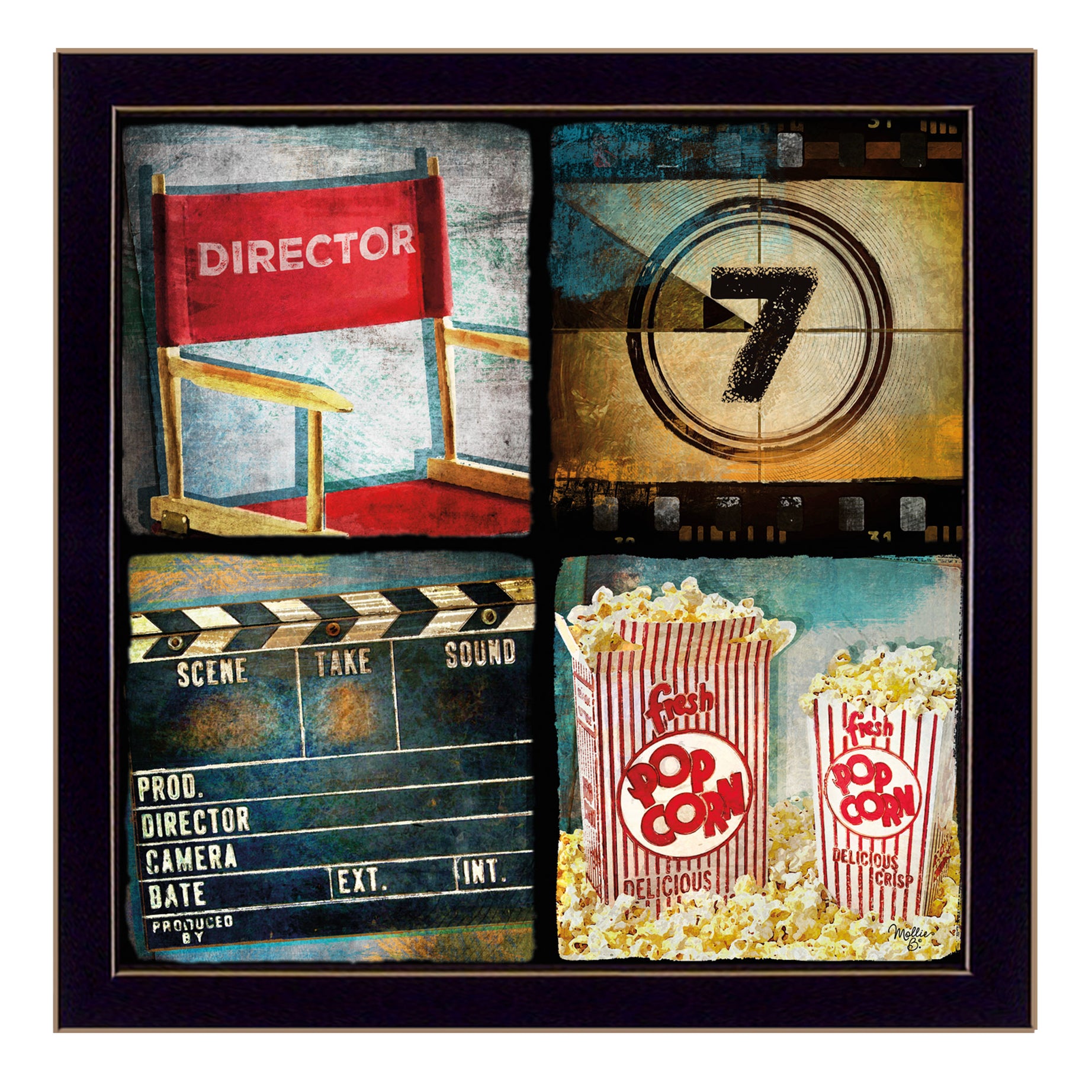 "At The Movies" By Mollie B., Printed Wall Art, Ready To Hang Framed Poster, Black Frame--1