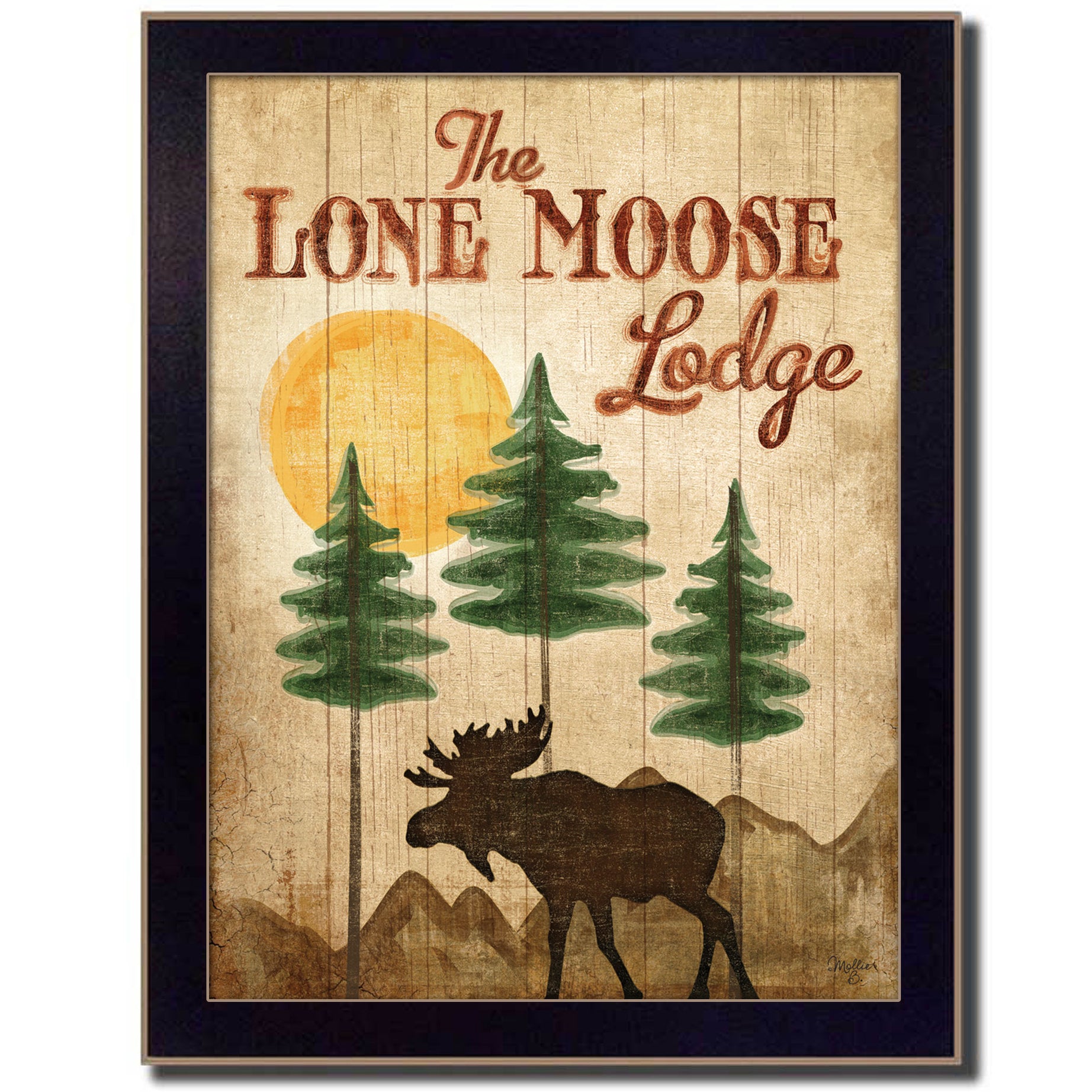 "Lone Moose" By Mollie B., Printed Wall Art, Ready To Hang Framed Poster, Black Frame--1