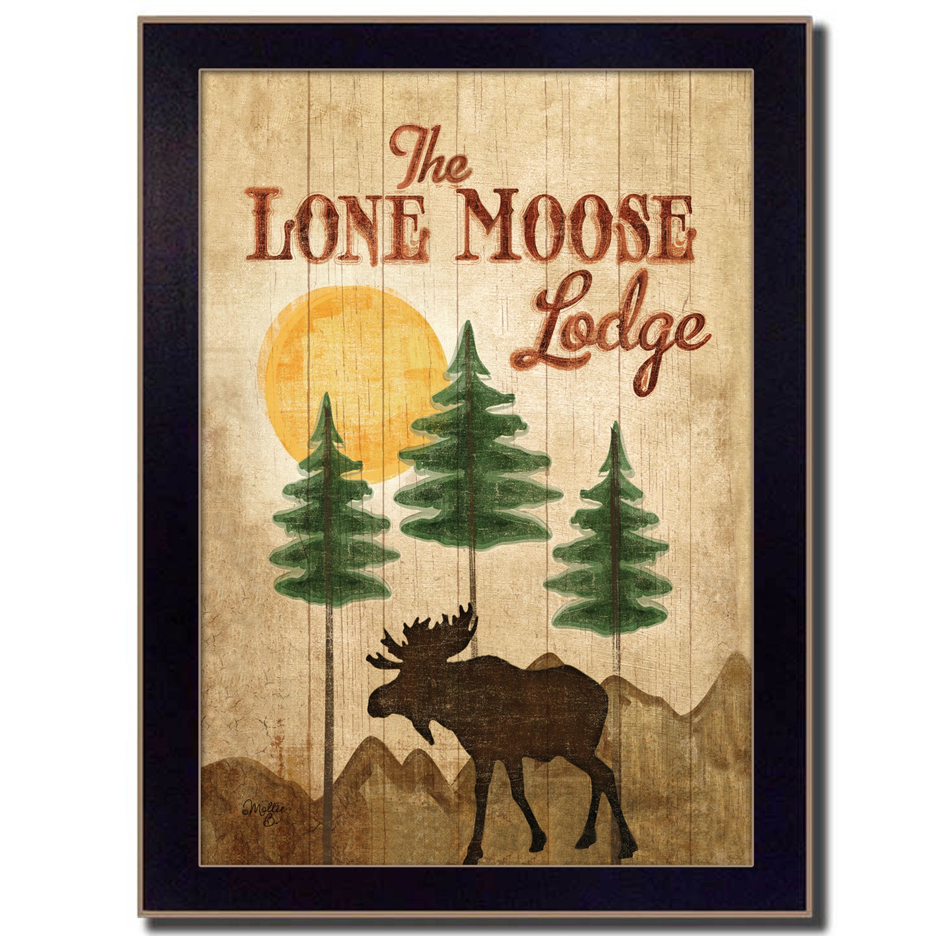 "Lone Moose" By Mollie B., Printed Wall Art, Ready To Hang Framed Poster, Black Frame--1